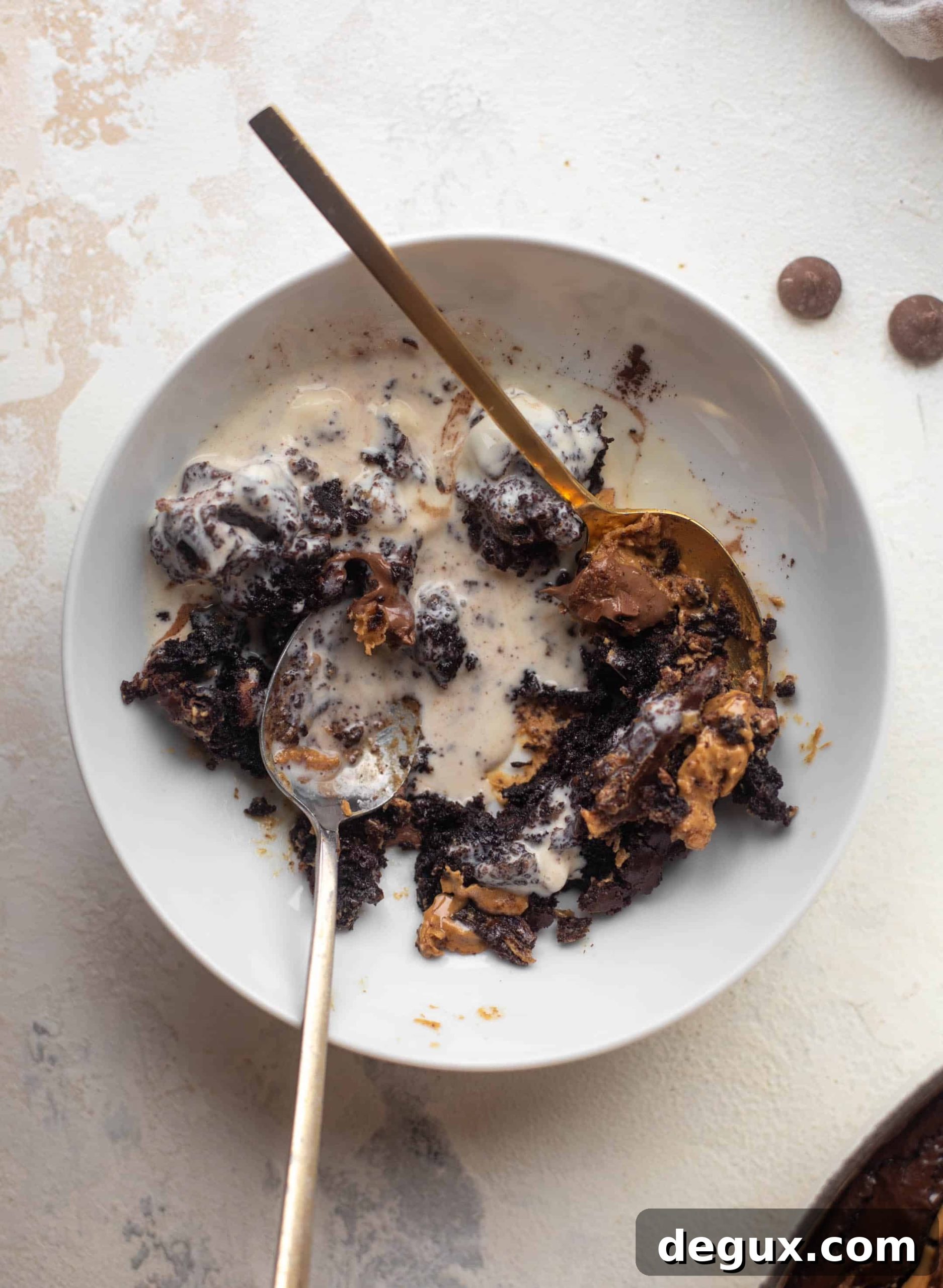 chocolate peanut butter skillet brownie with ice cream