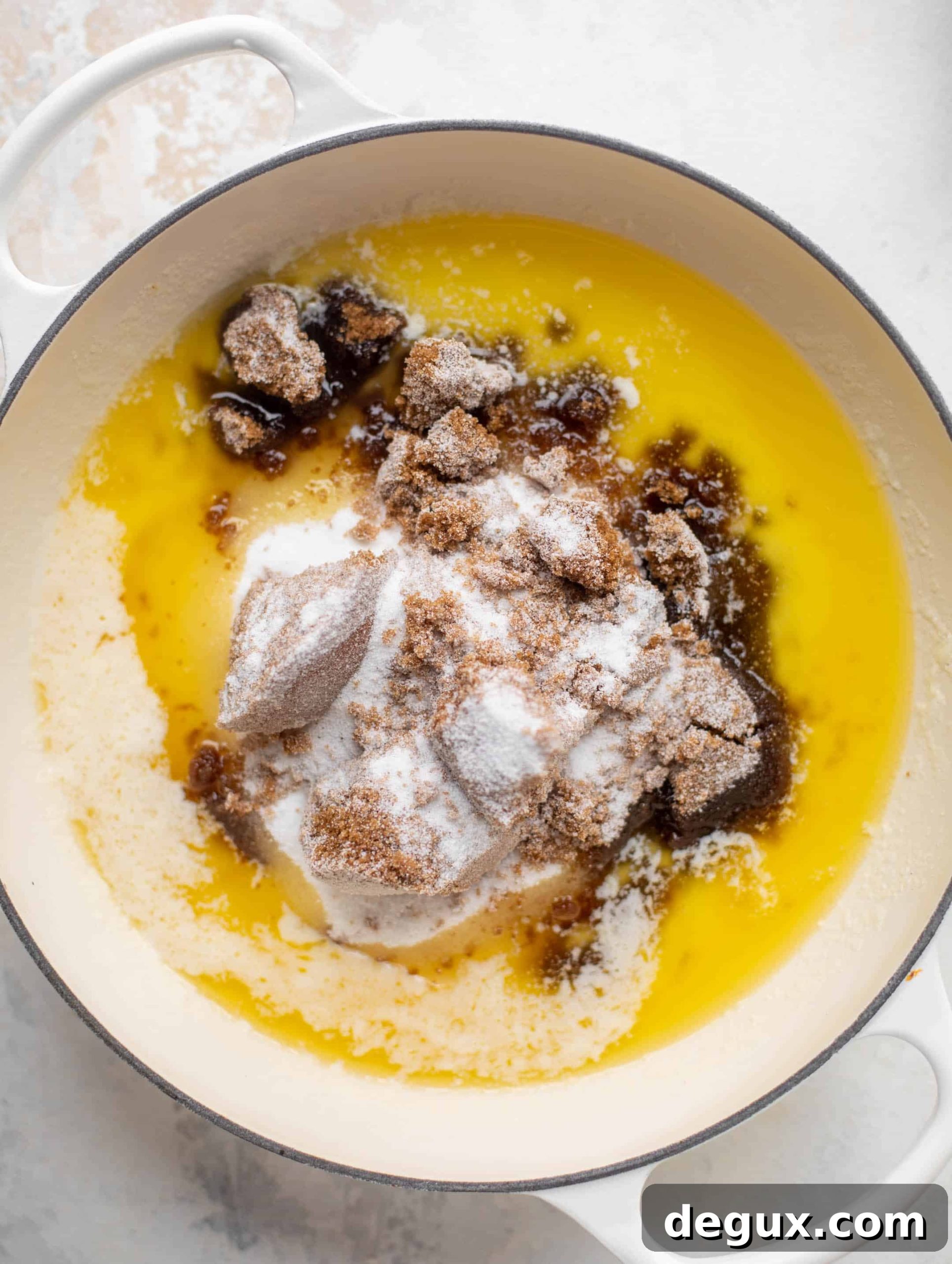 melted butter and sugars