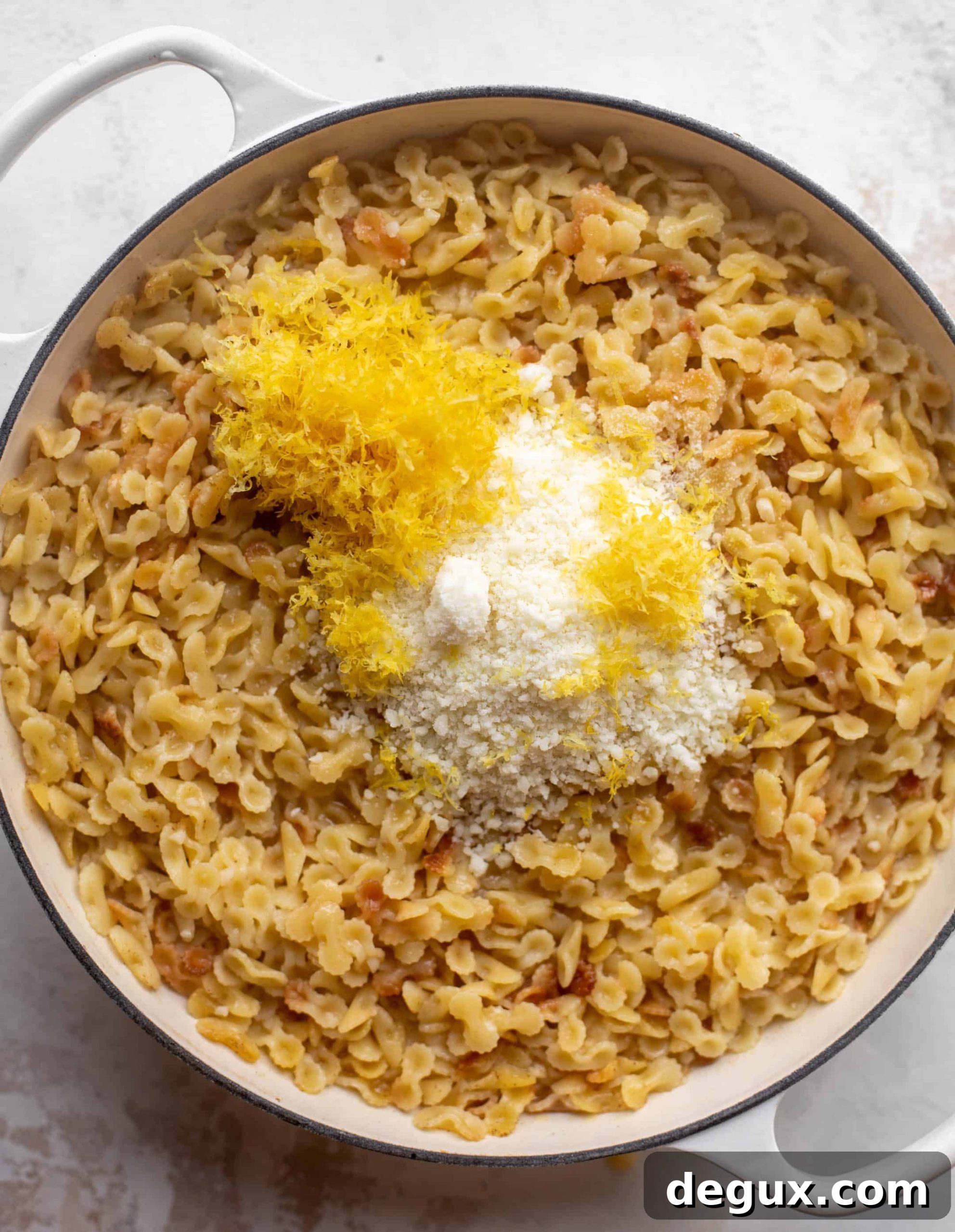 making baked lemon pasta