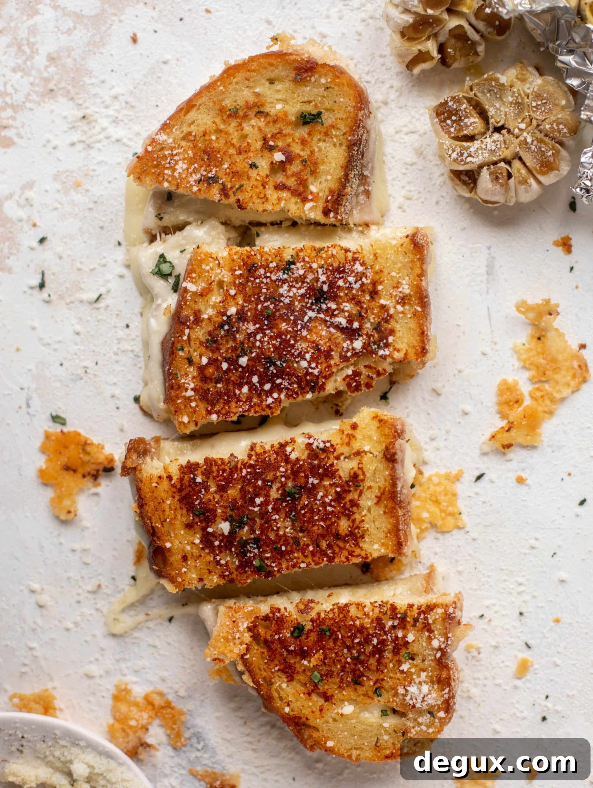 garlic bread grilled cheese