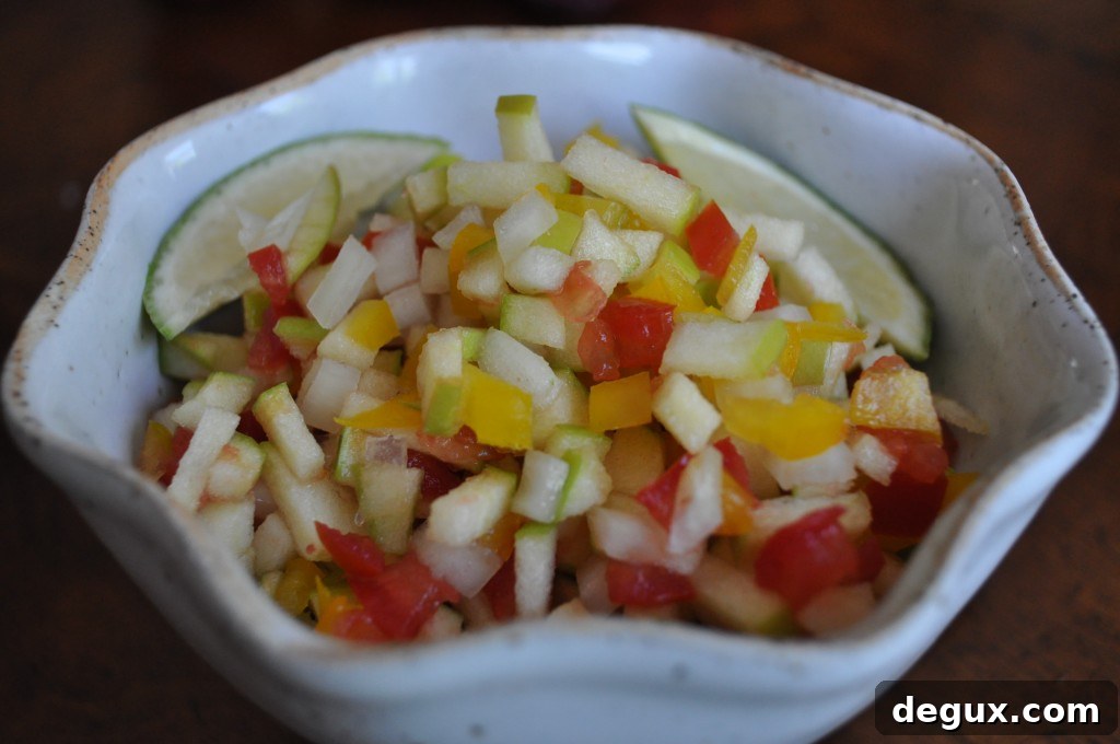 Chopped green apple salsa ingredients