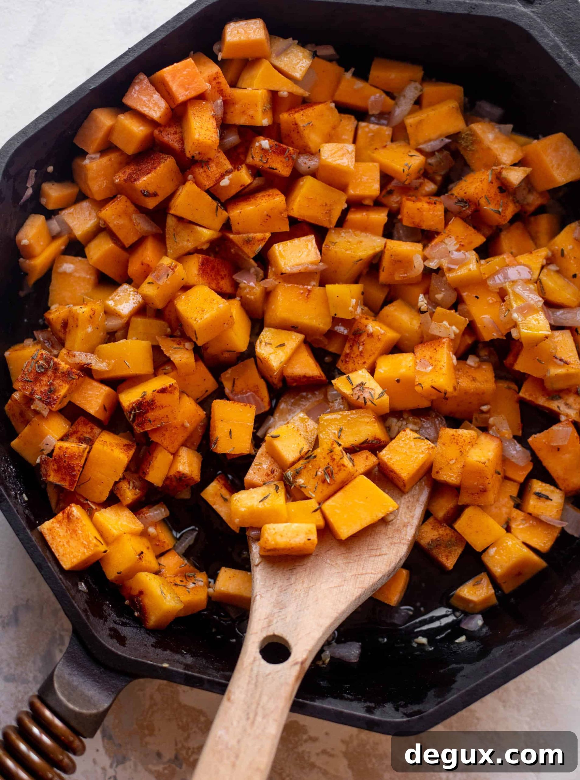 butternut squash in a skillet
