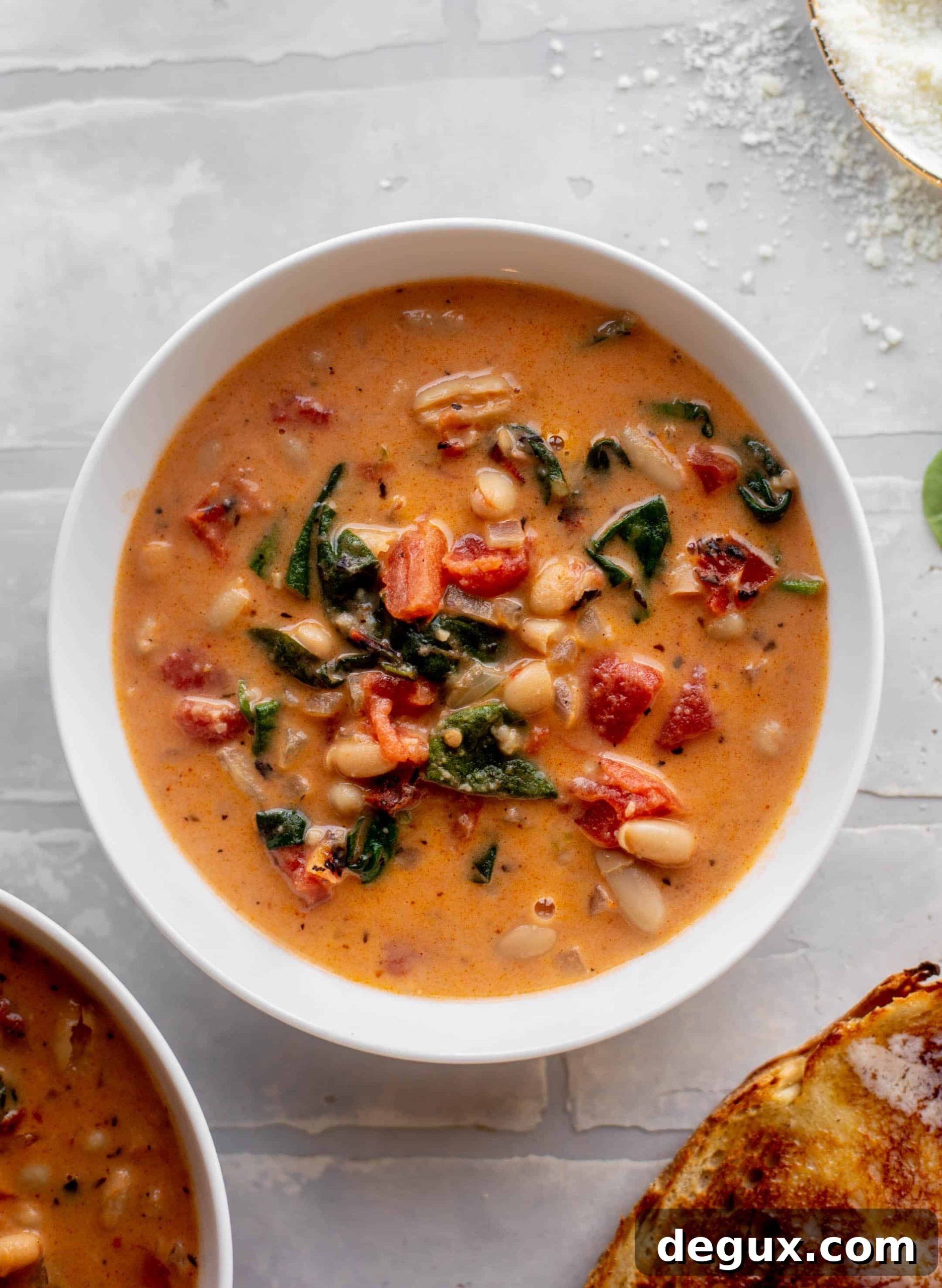 fire roasted white bean spinach soup