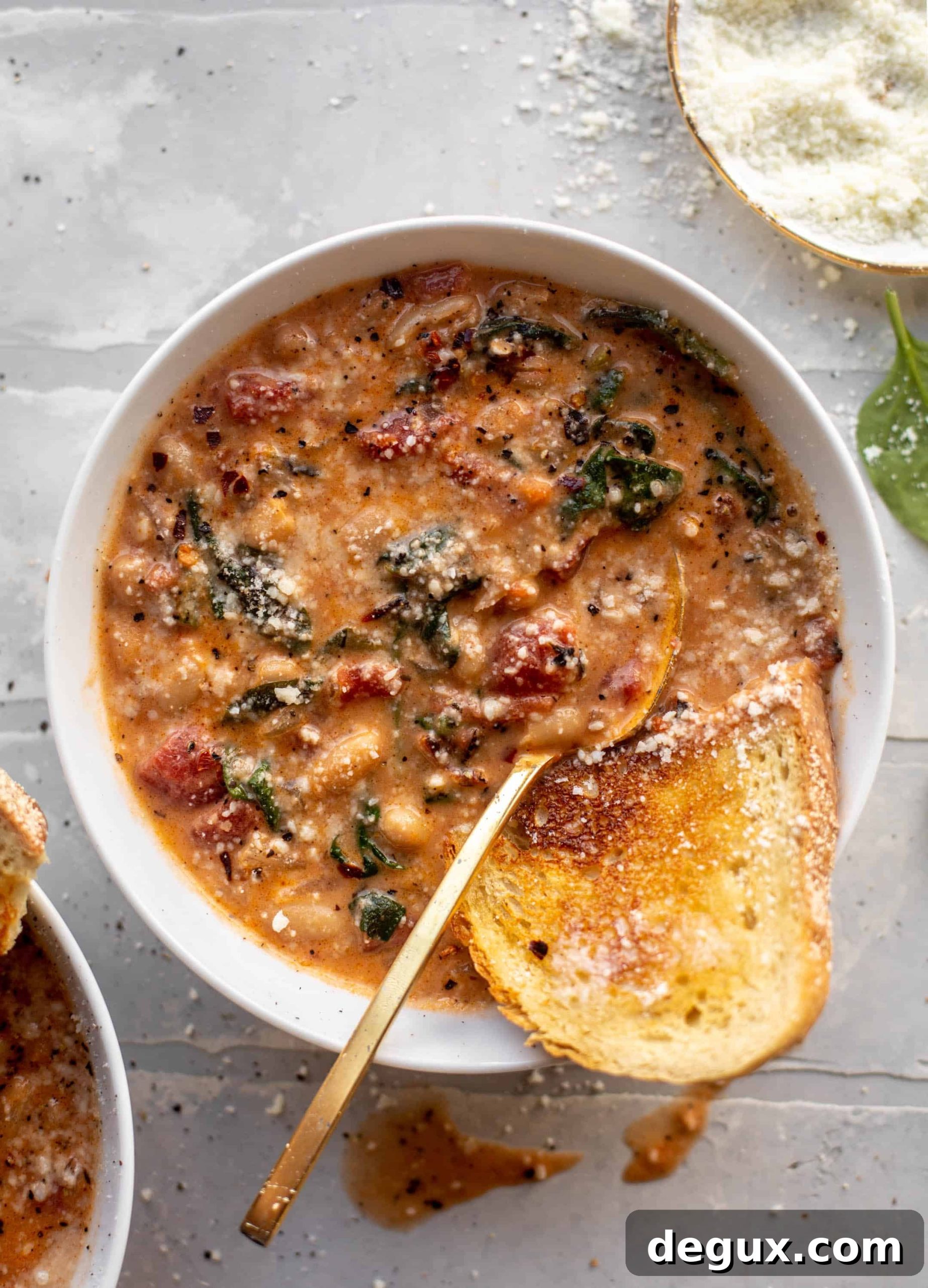 fire roasted white bean spinach soup