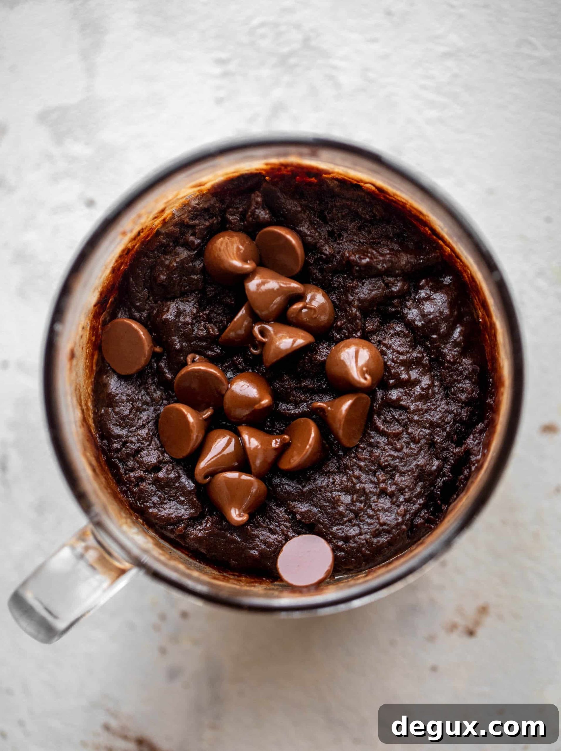 brownie batter in a mug