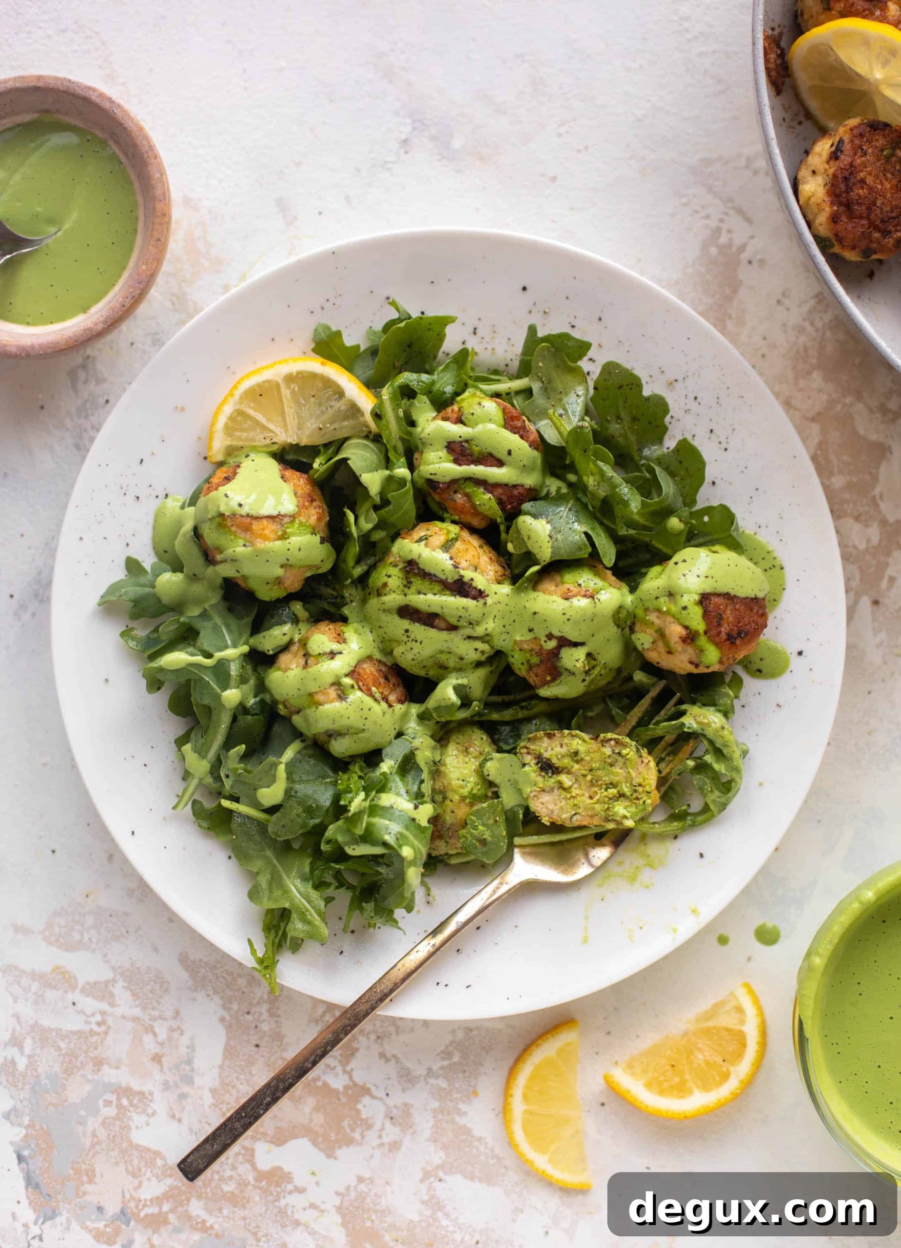 Green Goddess Chicken Ricotta Meatballs with Herbed Sauce 2 green goddess chicken ricotta meatballs