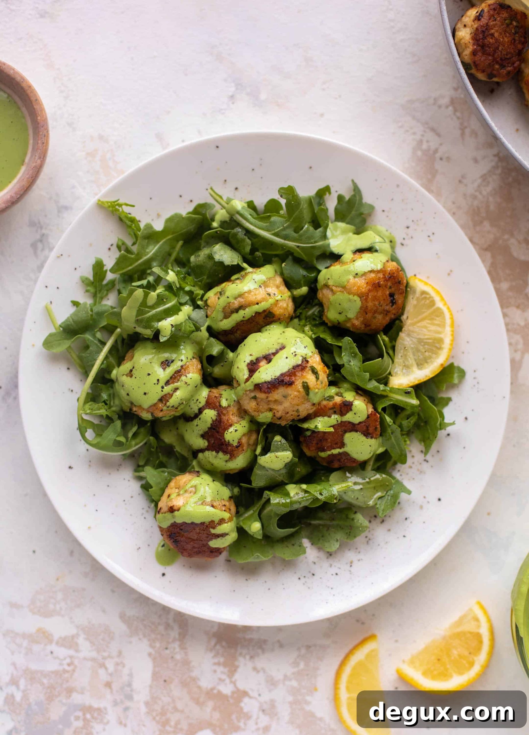 Green Goddess Chicken Ricotta Meatballs with Herbed Sauce 7 green goddess chicken ricotta meatballs