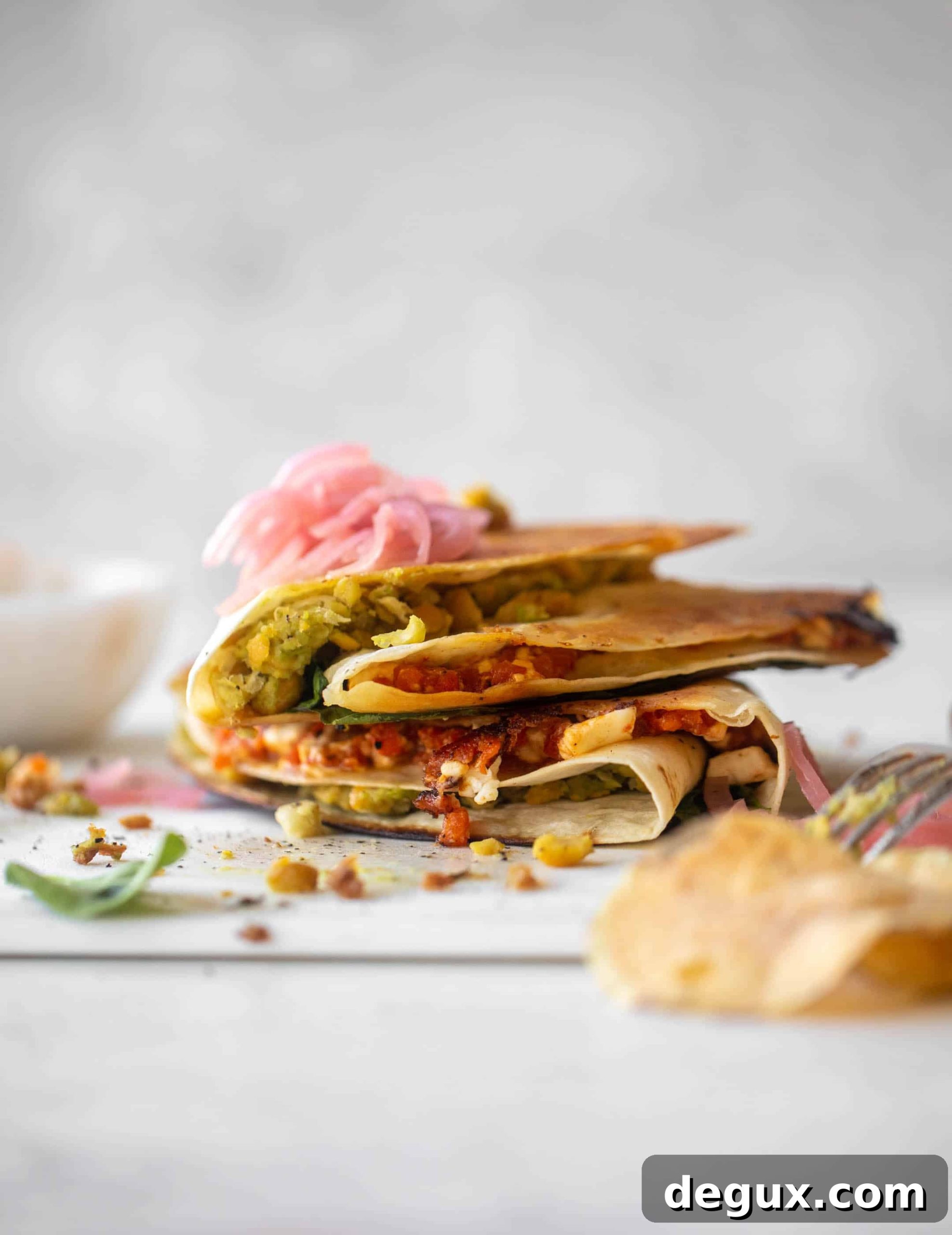 smashed chickpea tortilla wrap