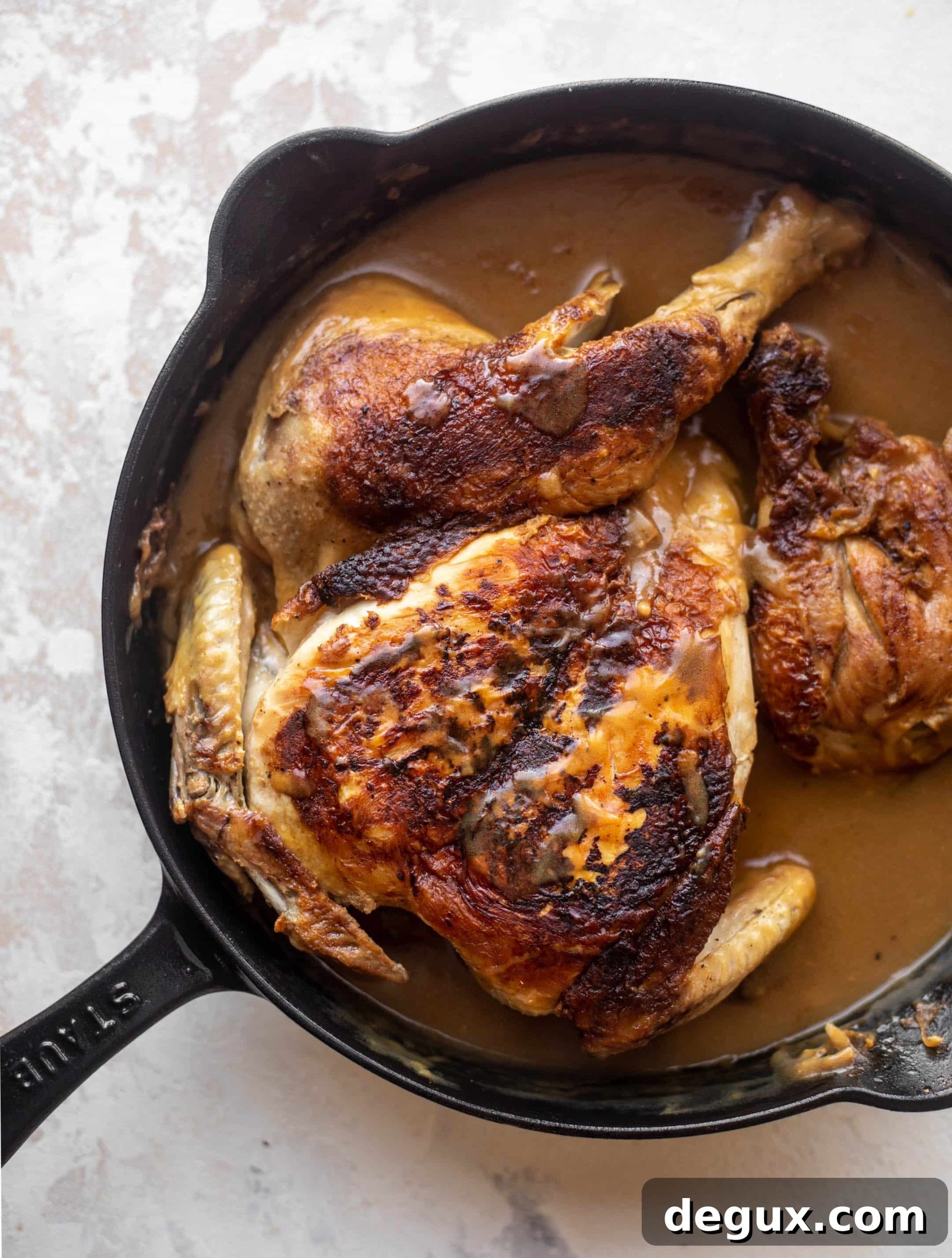 Spring Chicken Smothered in Herbs with Smashed Potatoes 4 spatchcock smothered chicken