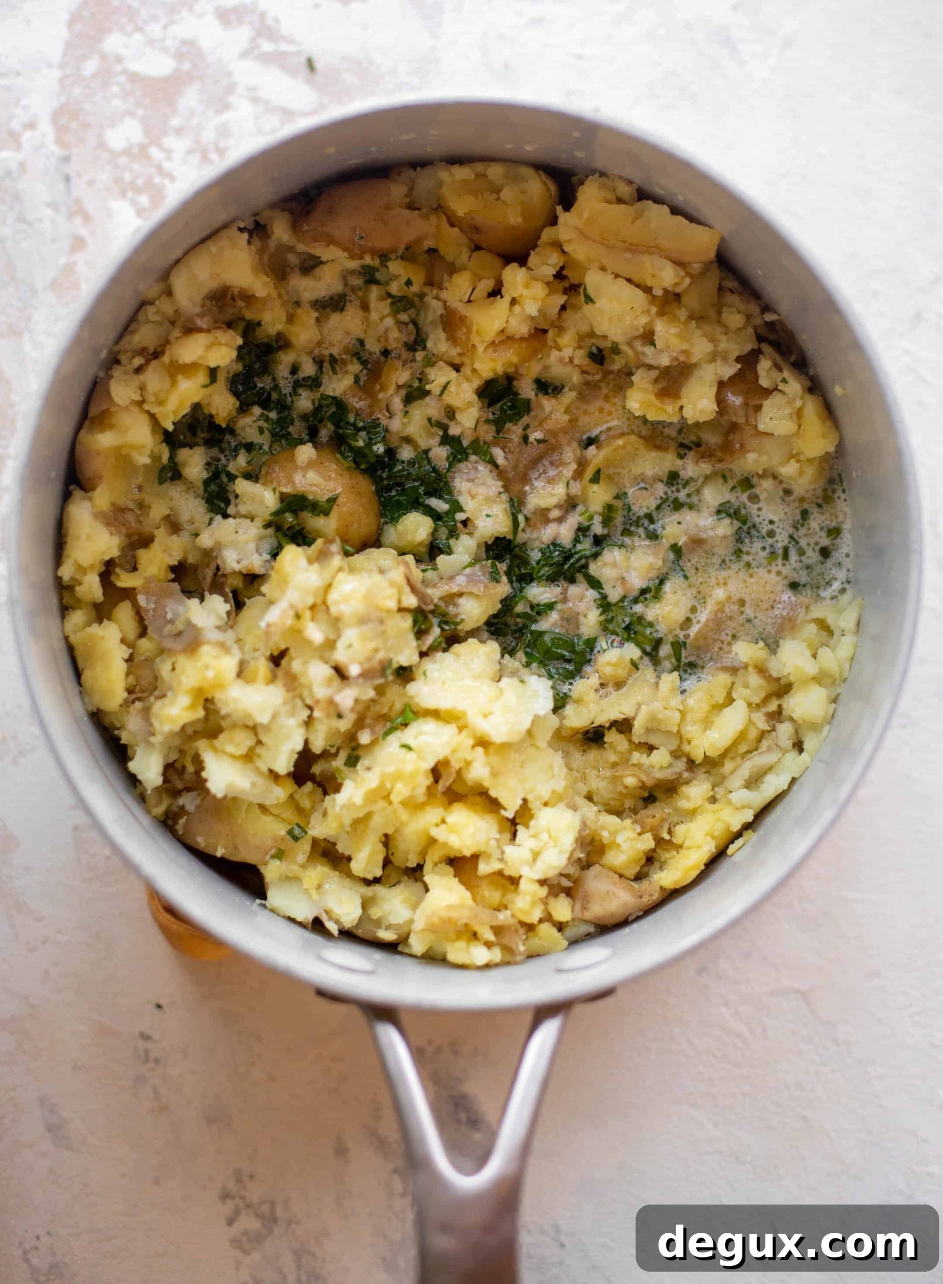 Spring Chicken Smothered in Herbs with Smashed Potatoes 5 spring smashed potatoes
