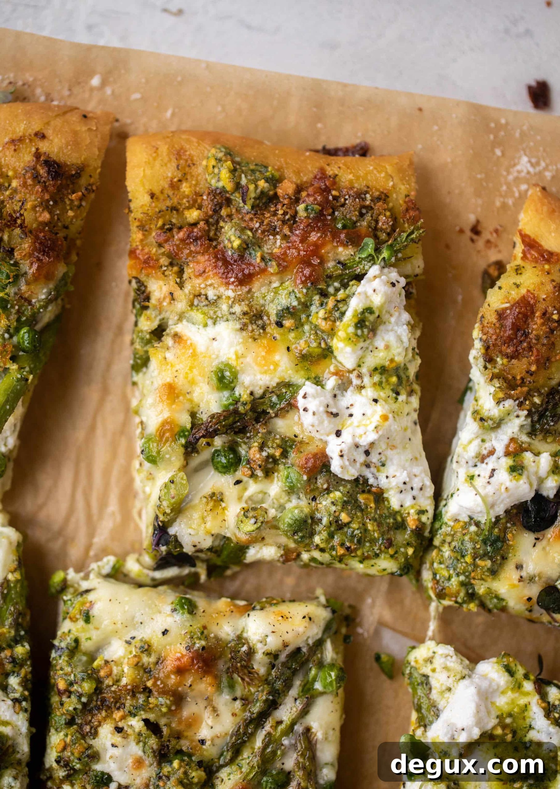 spring pistachio pesto pizza
