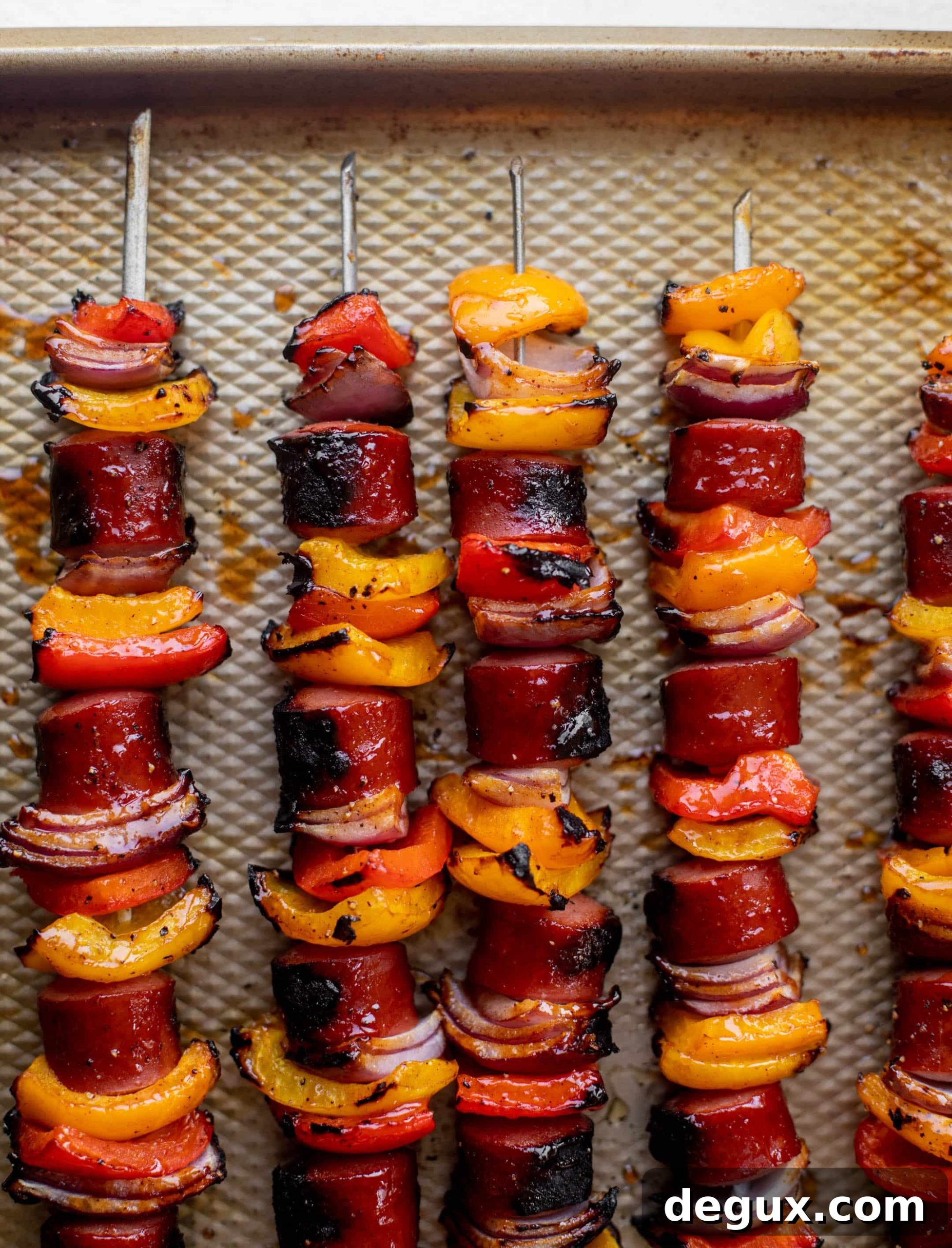 hot honey BBQ smoked sausage and peppers