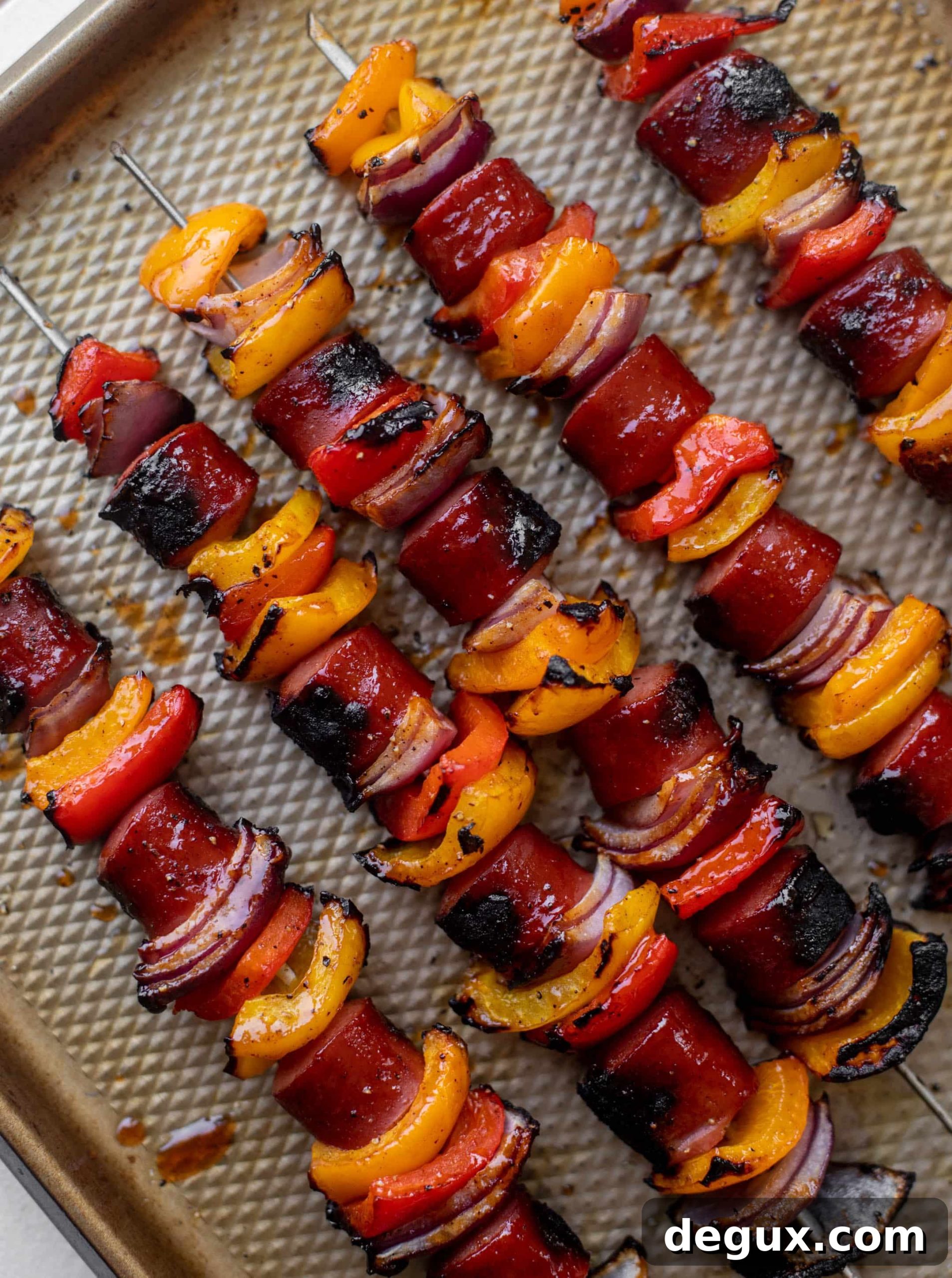 hot honey BBQ smoked sausage and peppers