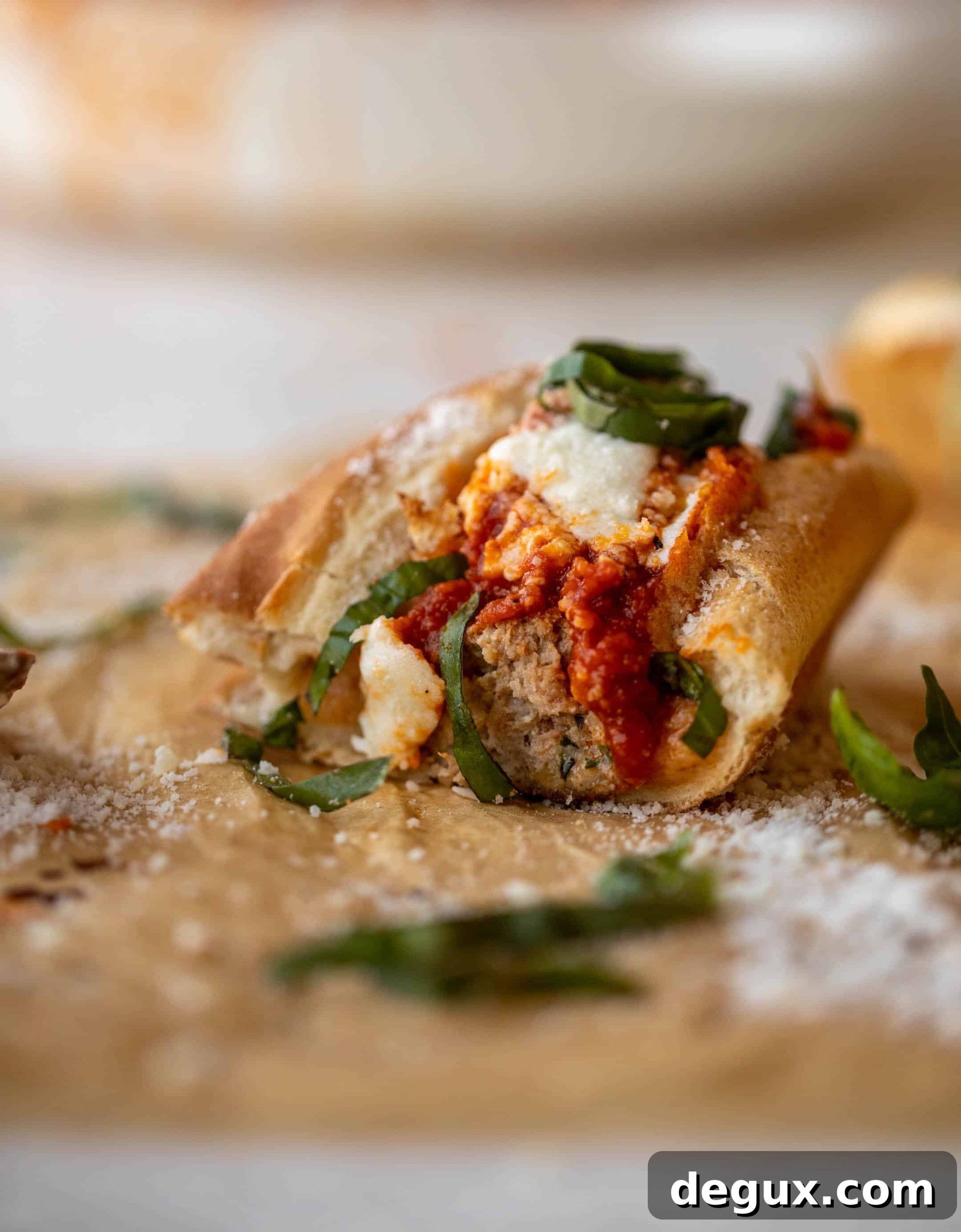 cheesy basil meatball subs
