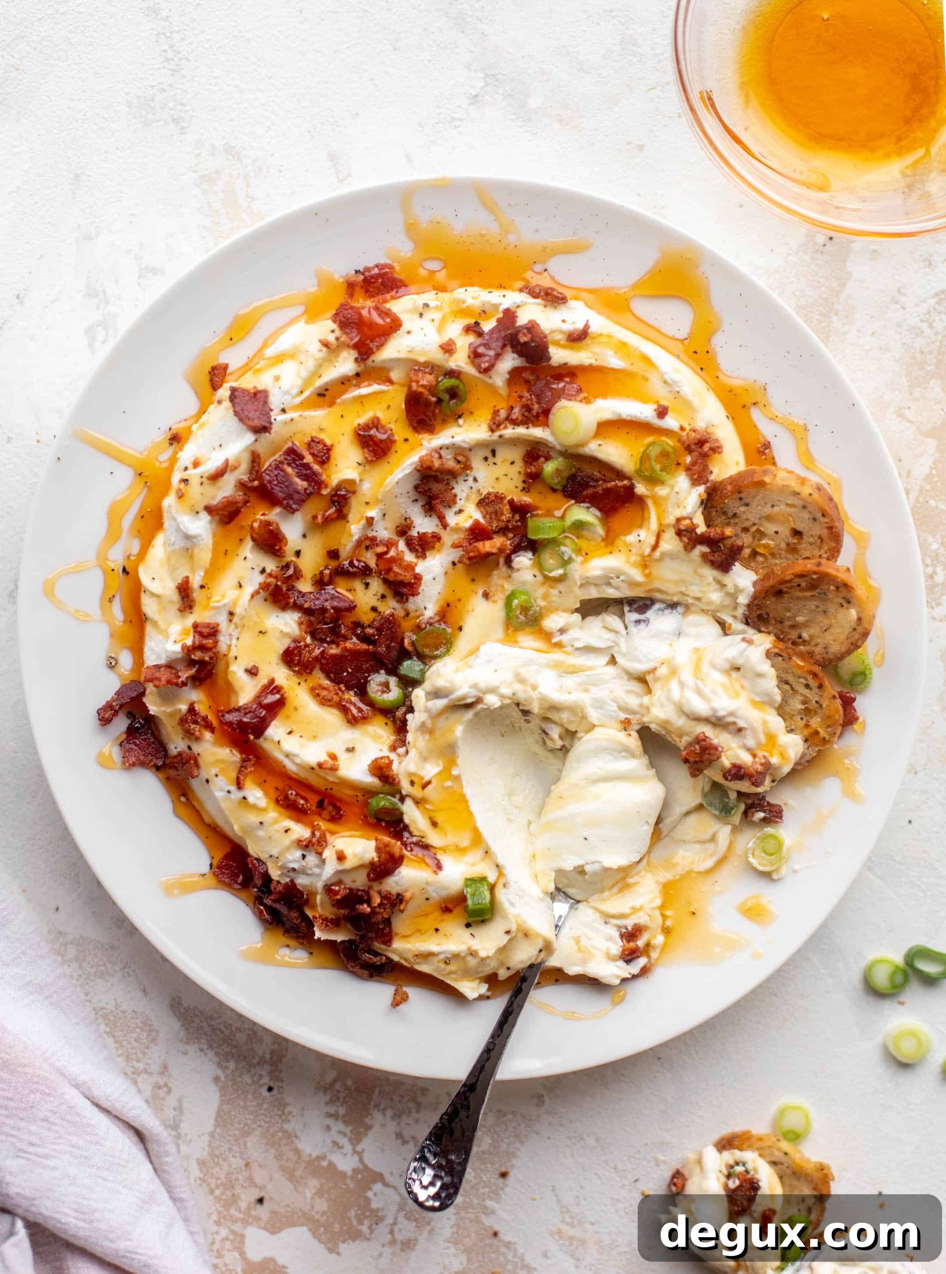 Hot Honey & Bacon Whipped Goat Cheese Spread 2 hot honey & bacon whipped goat cheese