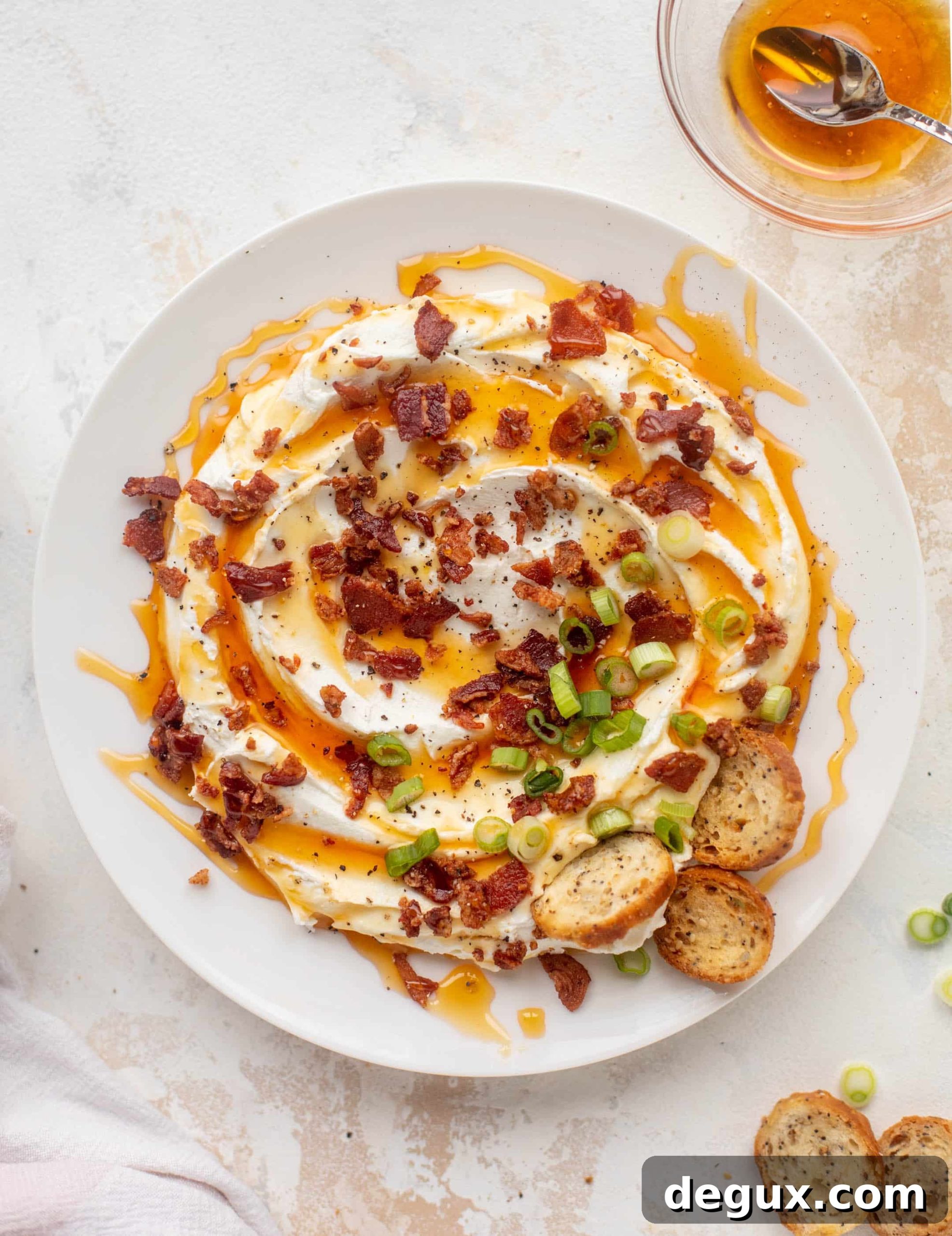 Hot Honey & Bacon Whipped Goat Cheese Spread 11 hot honey & bacon whipped goat cheese