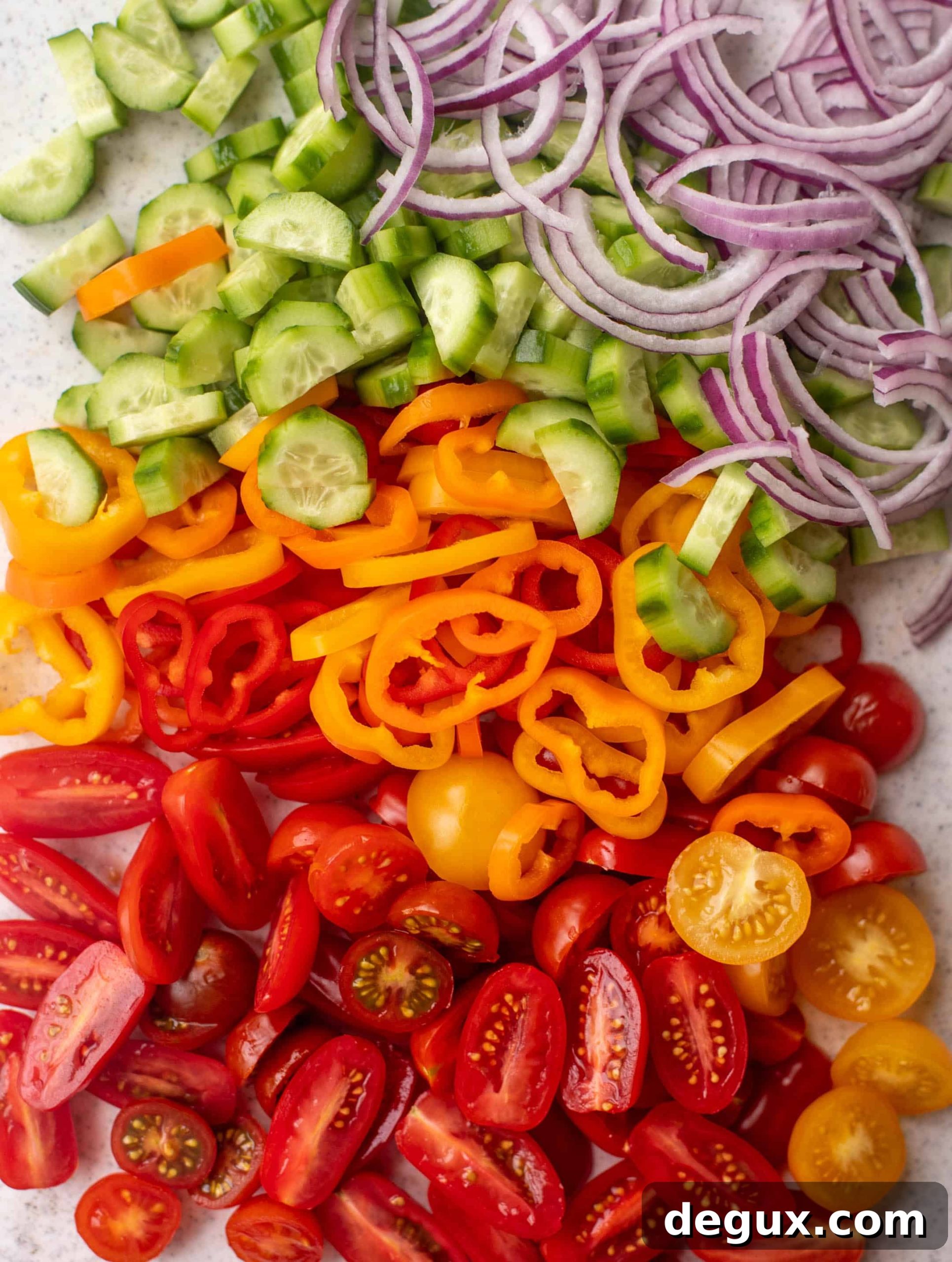 Grilled Garlic Baguettes with Fresh Greek Salad Pairing 3 tomatoes, cucumbers, peppers, onions