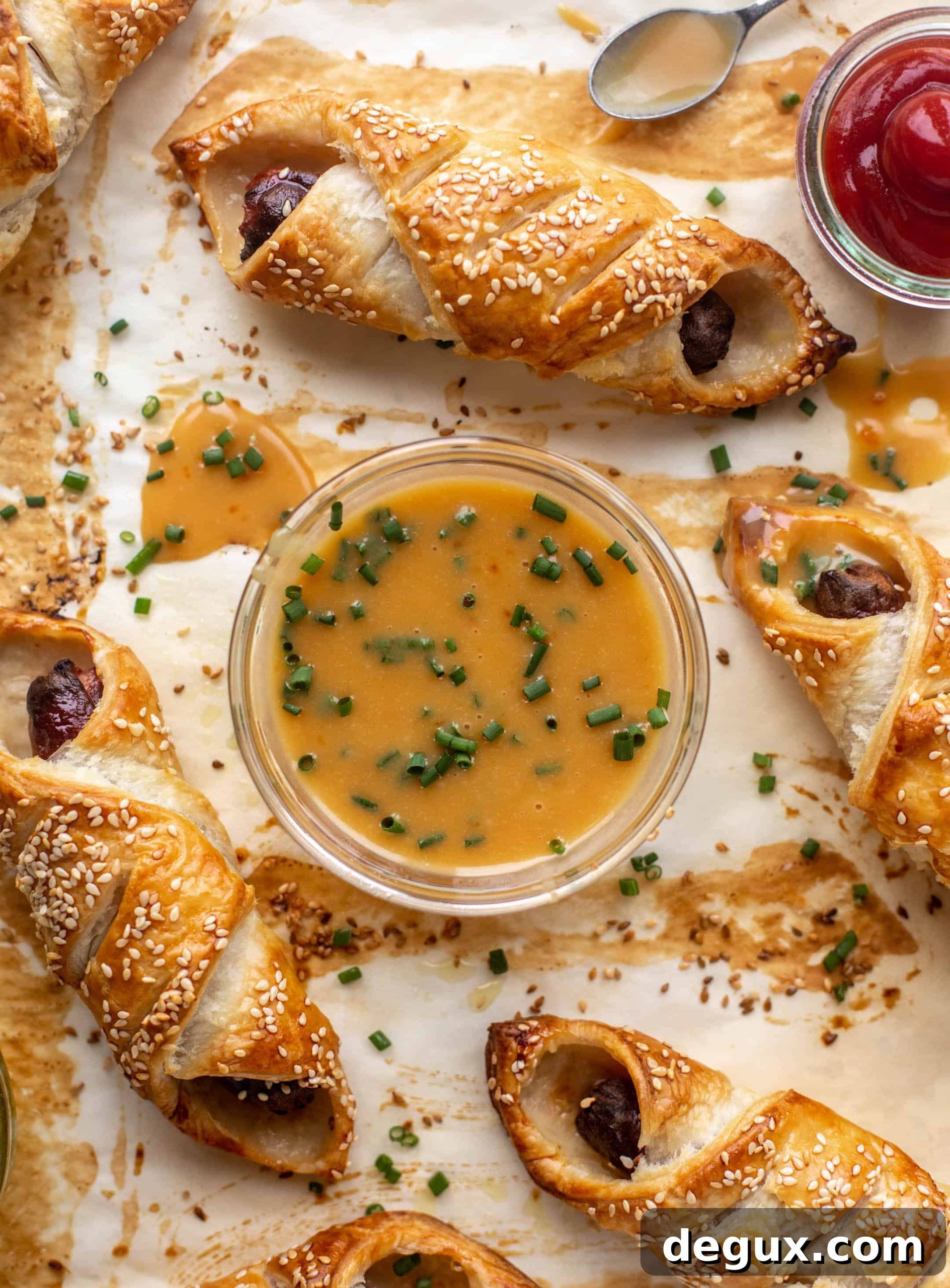 puff pastry hot dogs with hot honey mustard