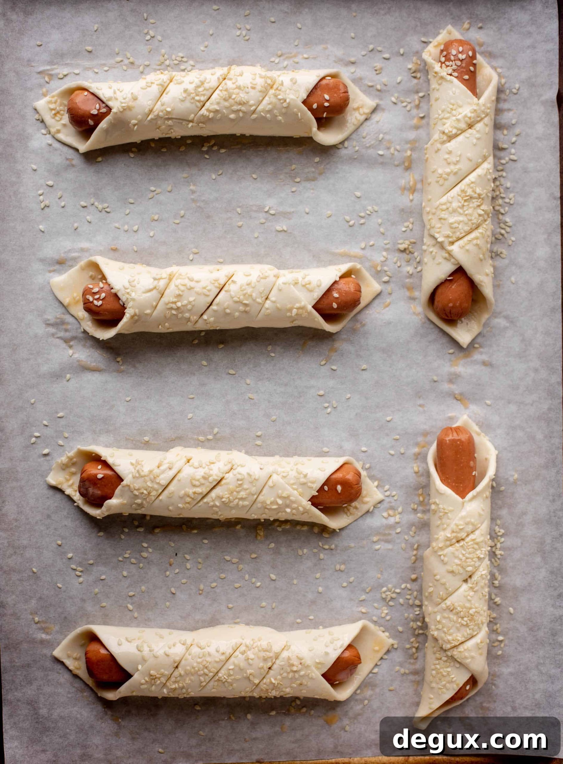 puff pastry hot dogs with hot honey mustard