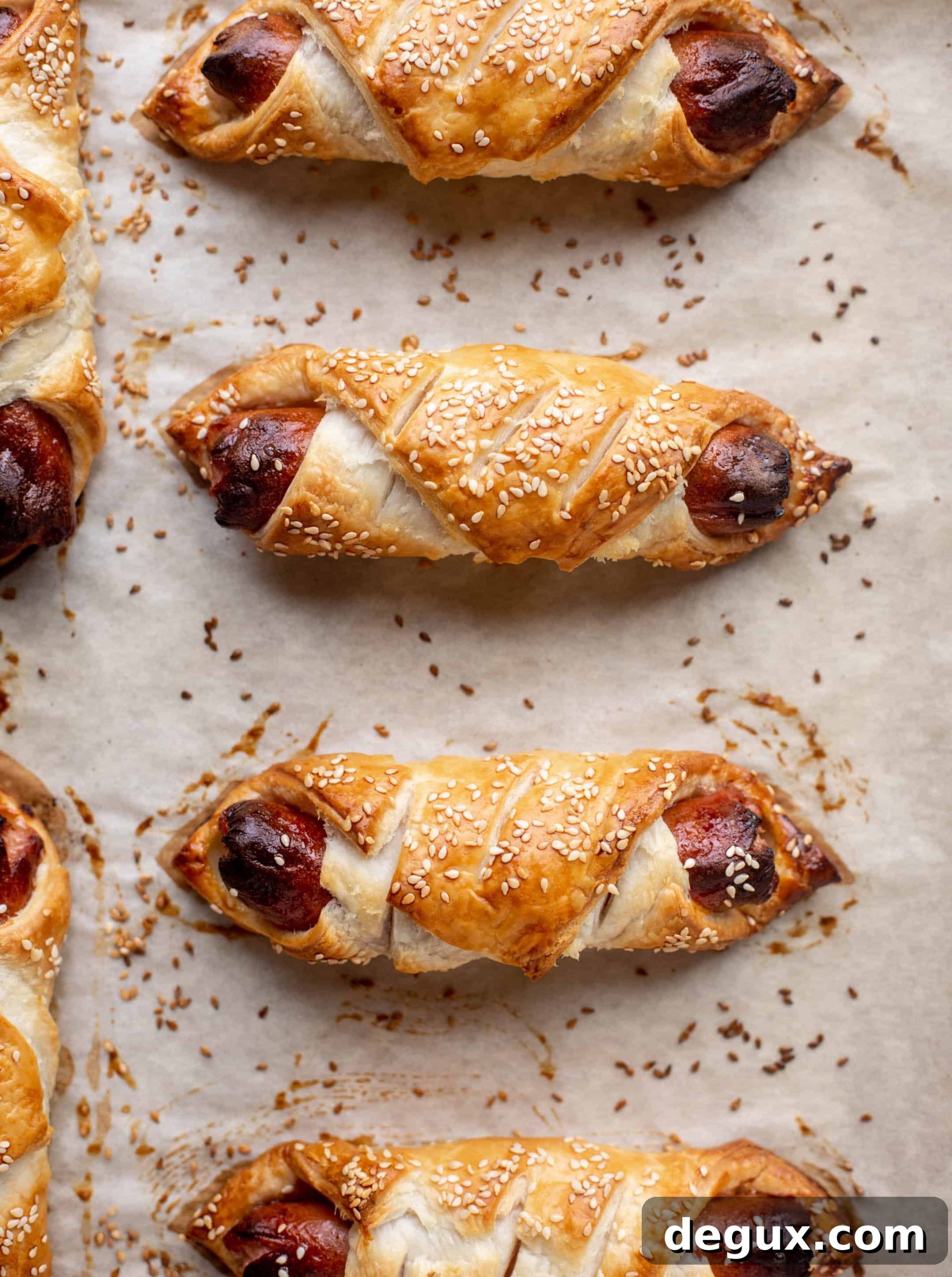 puff pastry hot dogs with hot honey mustard