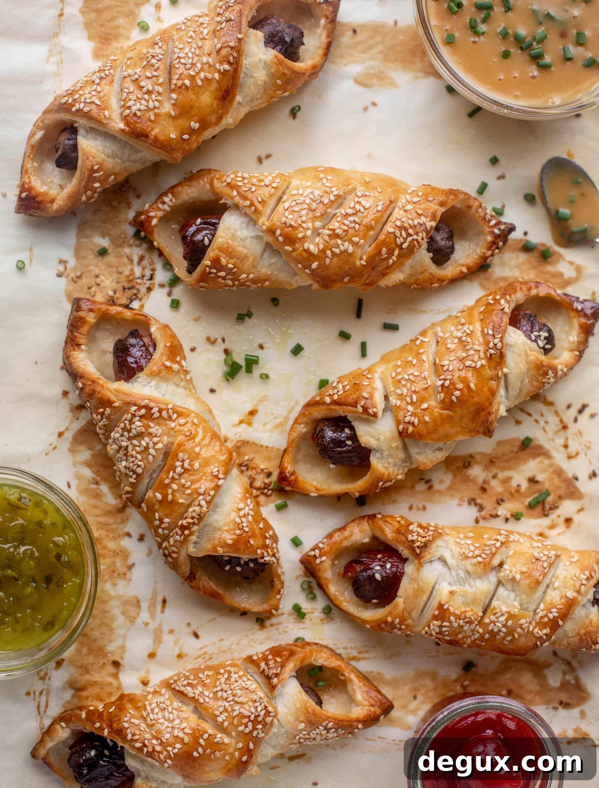 puff pastry hot dogs with hot honey mustard
