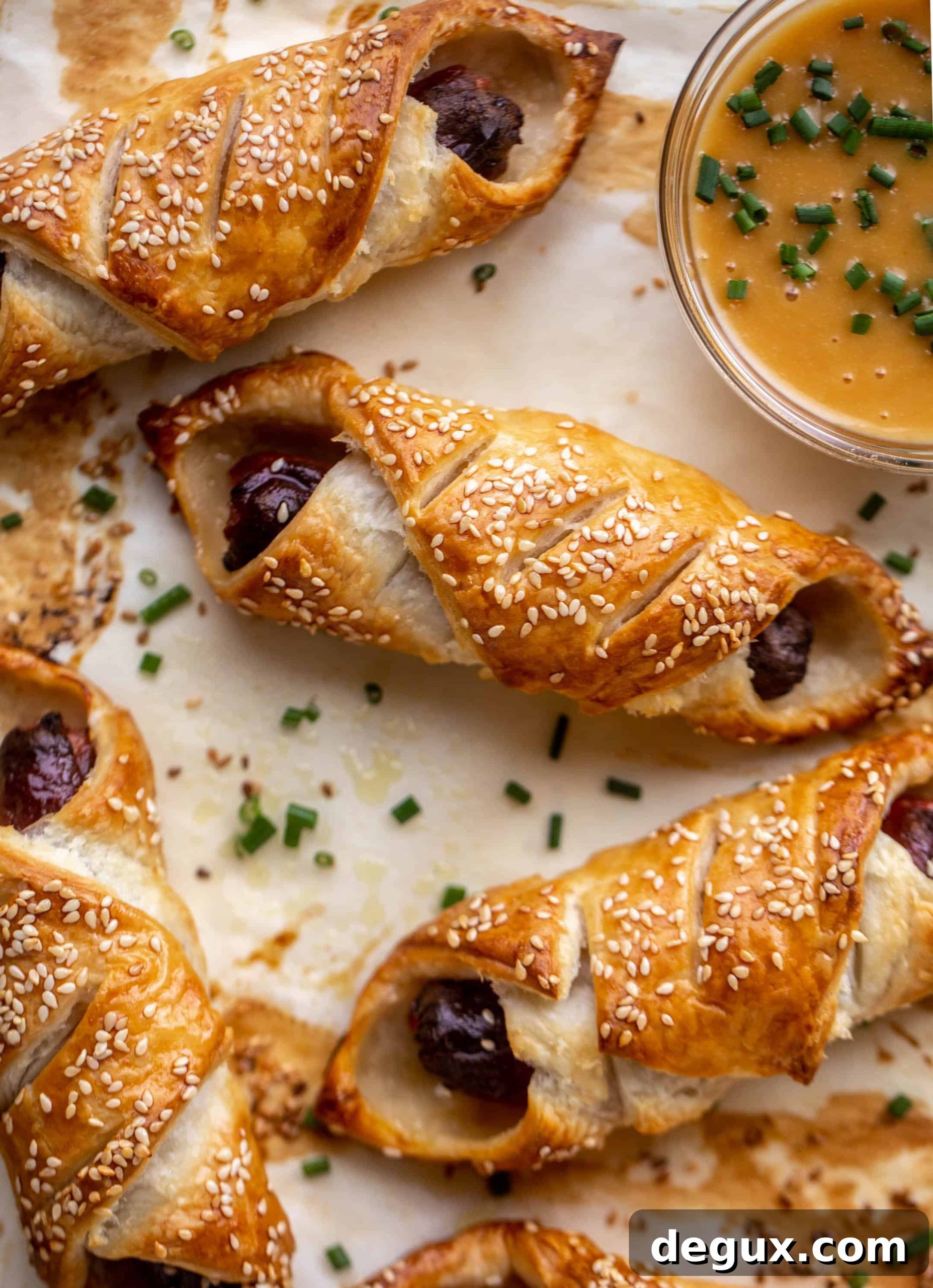 puff pastry hot dogs with hot honey mustard