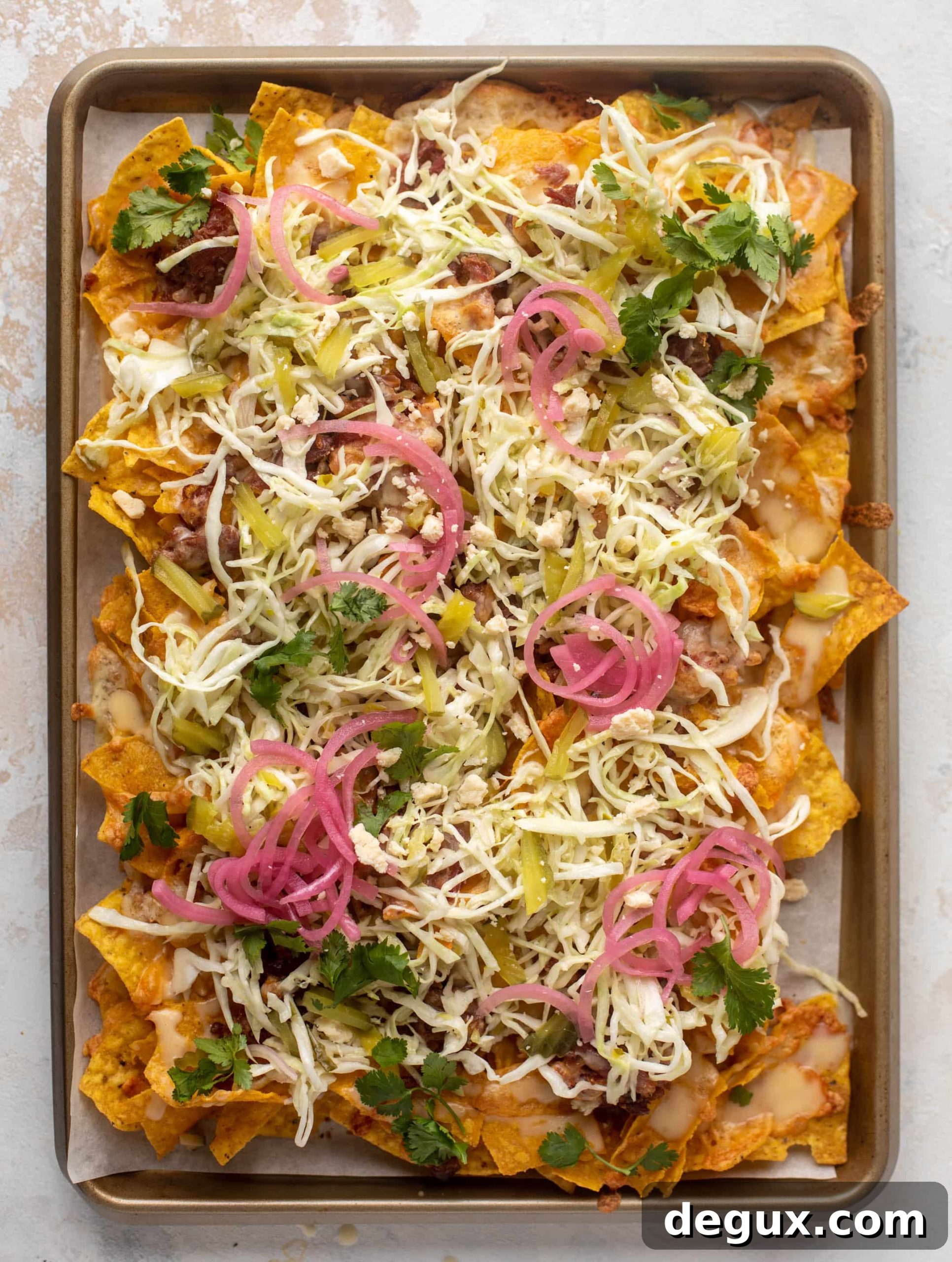 pulled pork nachos with pickle slaw
