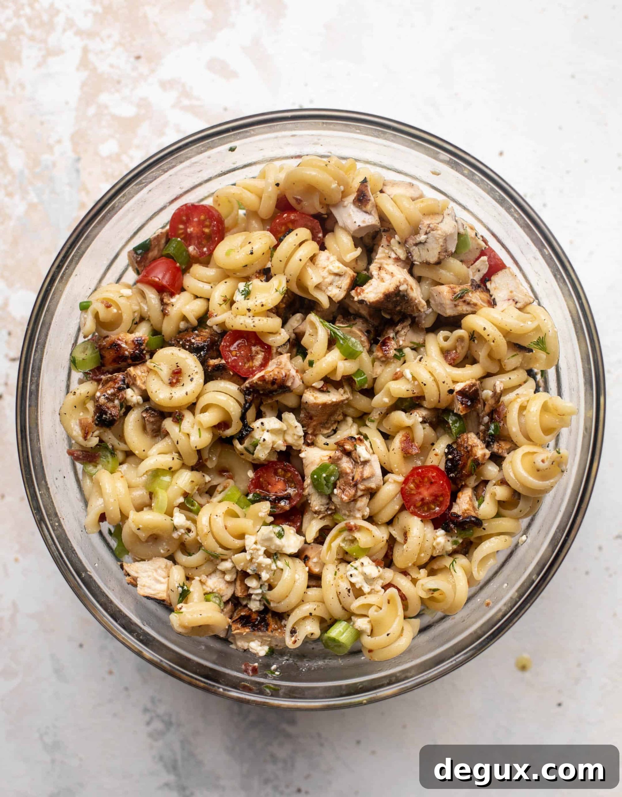 grilled chicken pasta salad with gorgonzola vinaigrette