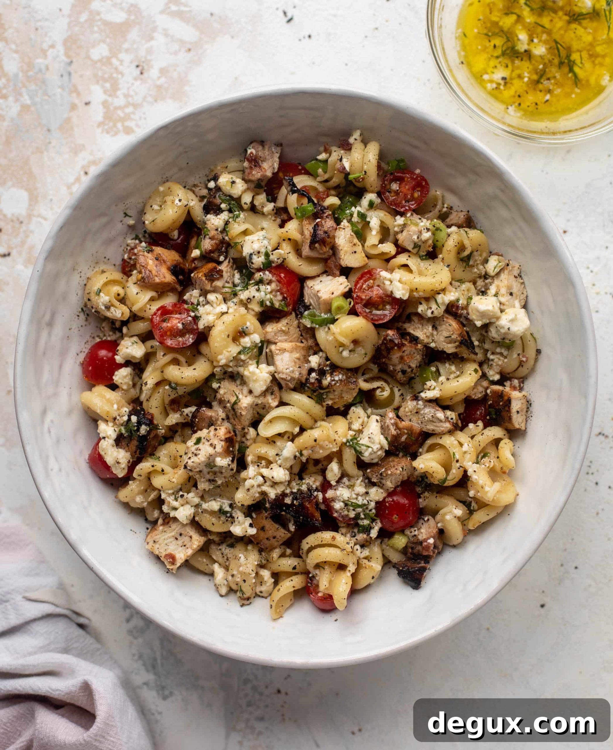 grilled chicken pasta salad with gorgonzola vinaigrette