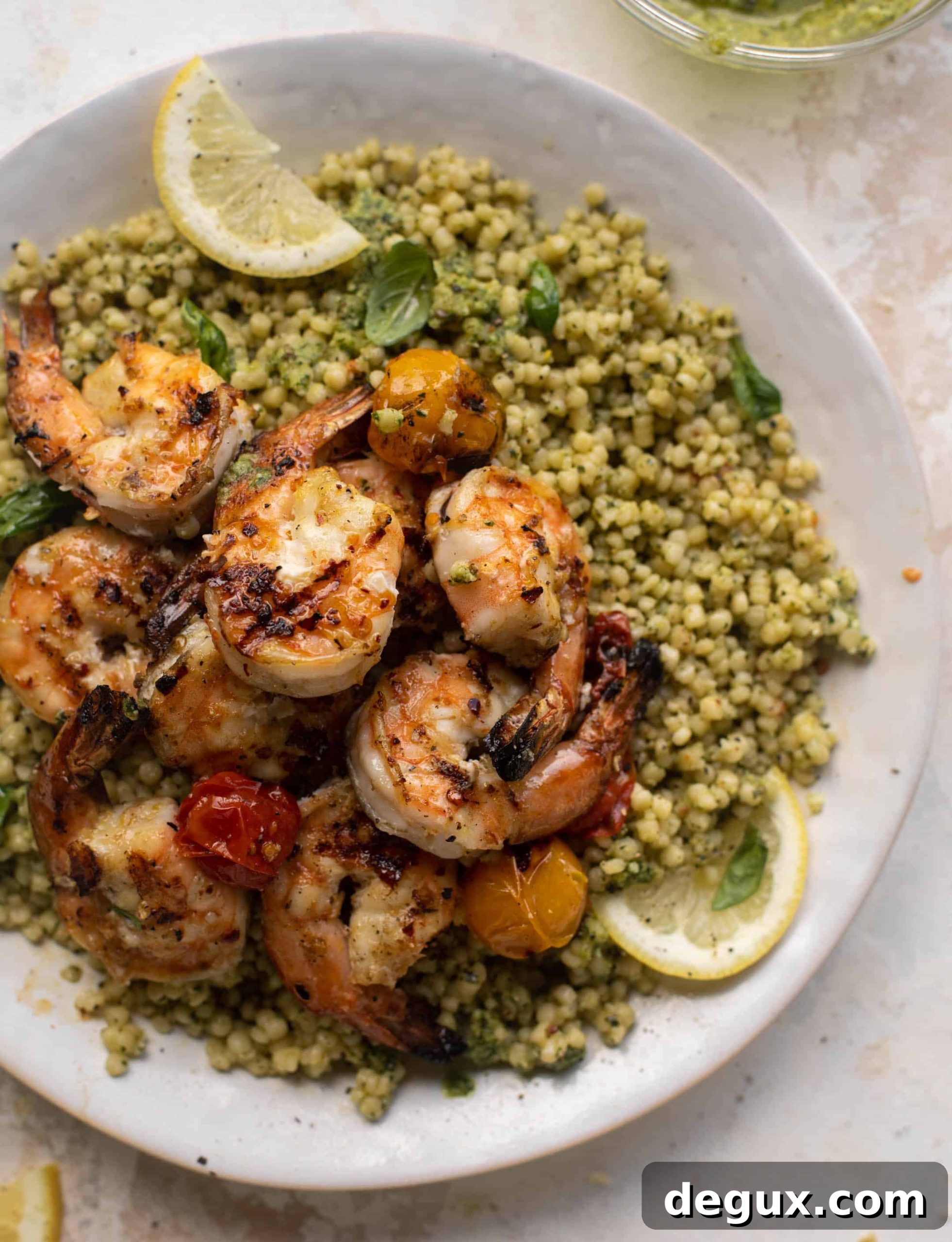 Grilled Lemon Shrimp with Pesto Couscous Recipe 10 grilled lemon shrimp with pesto couscous