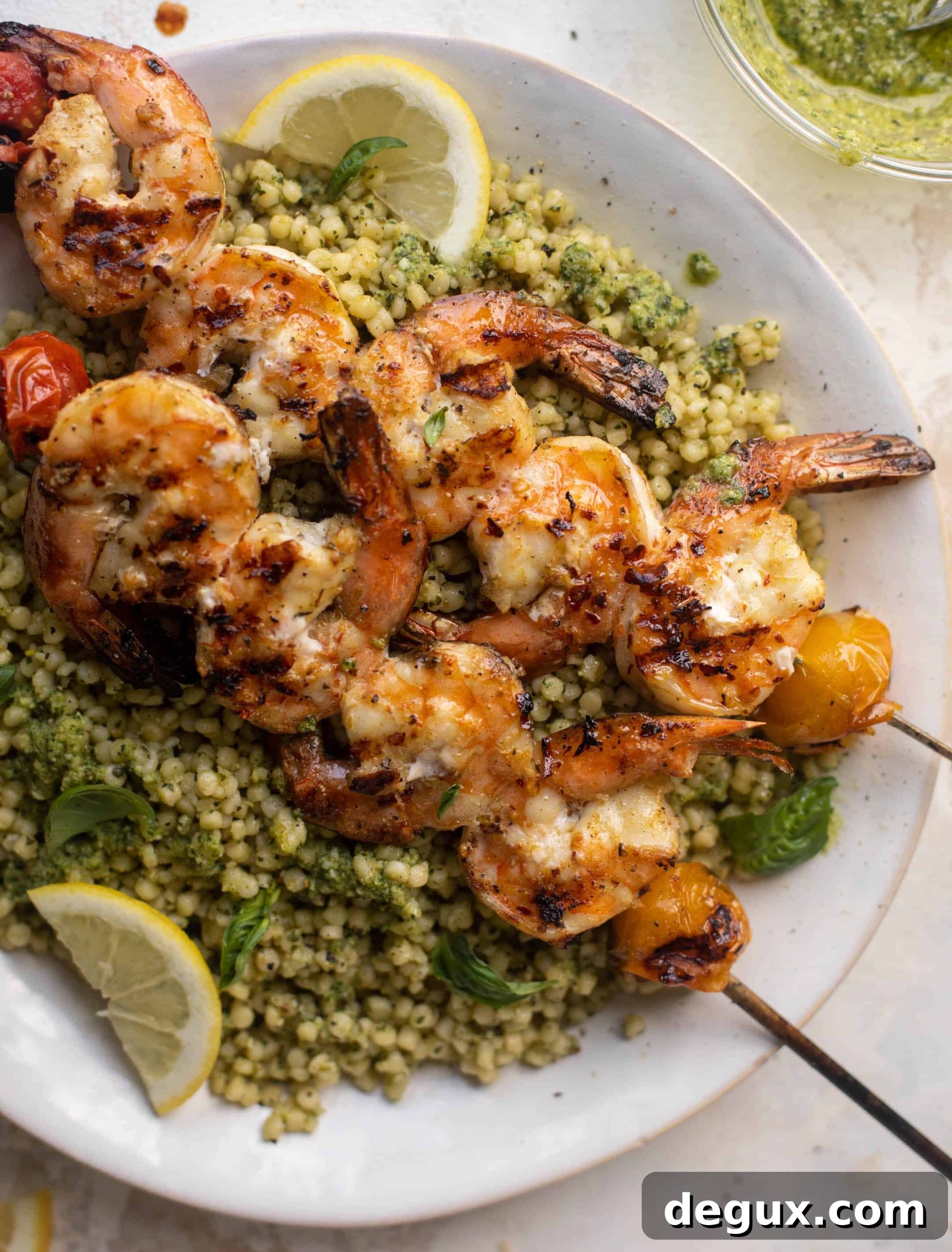 Grilled Lemon Shrimp with Pesto Couscous Recipe 9 grilled lemon shrimp with pesto couscous