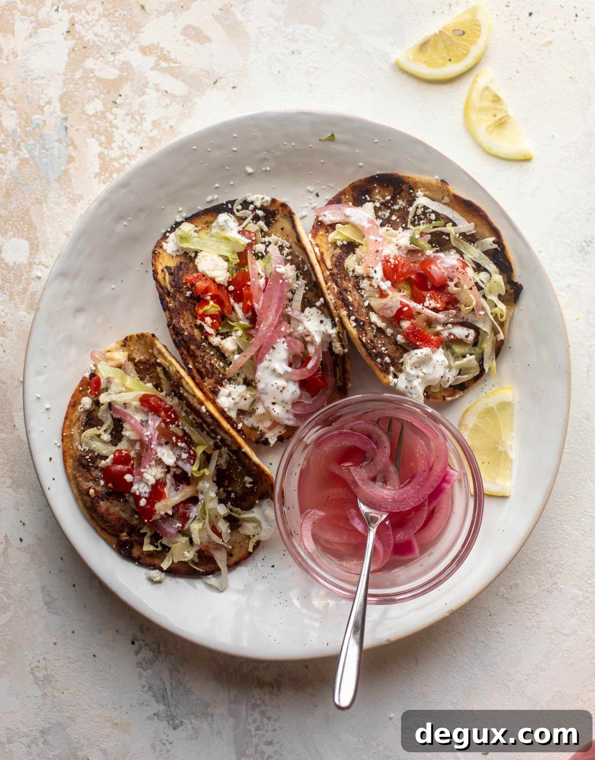 Mediterranean turkey smash burger tacos