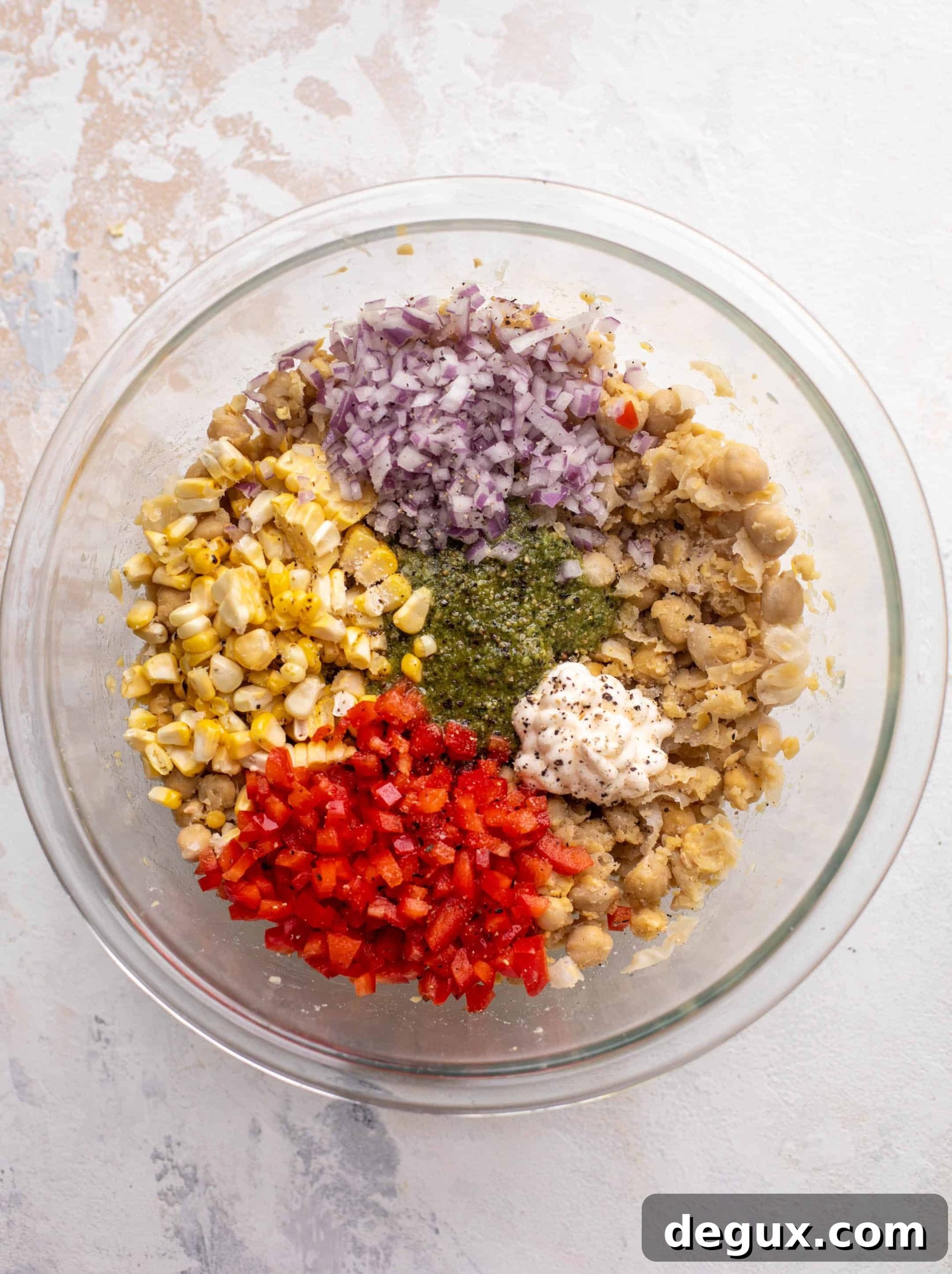 pesto smashed chickpea salad