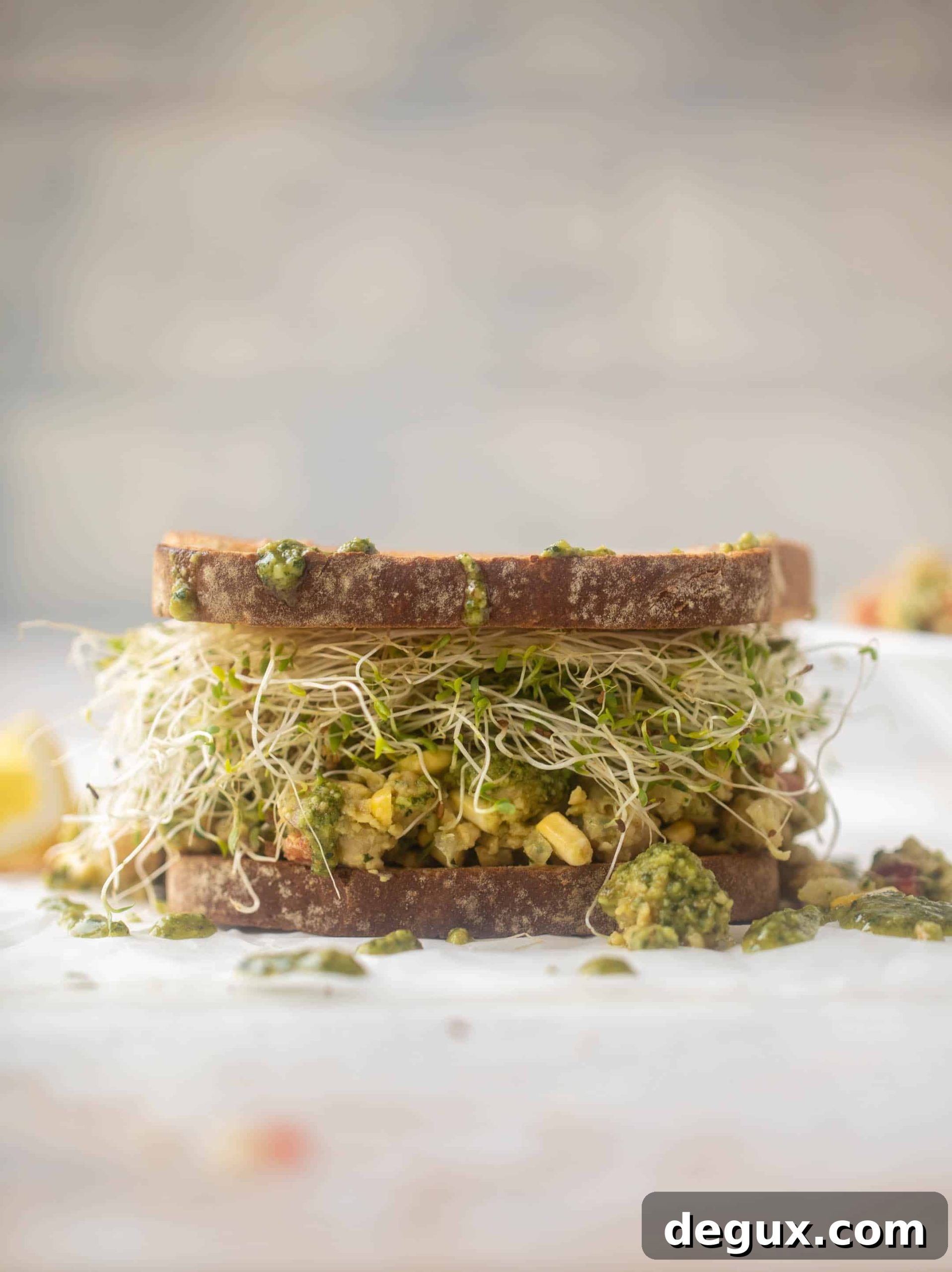 pesto smashed chickpea salad