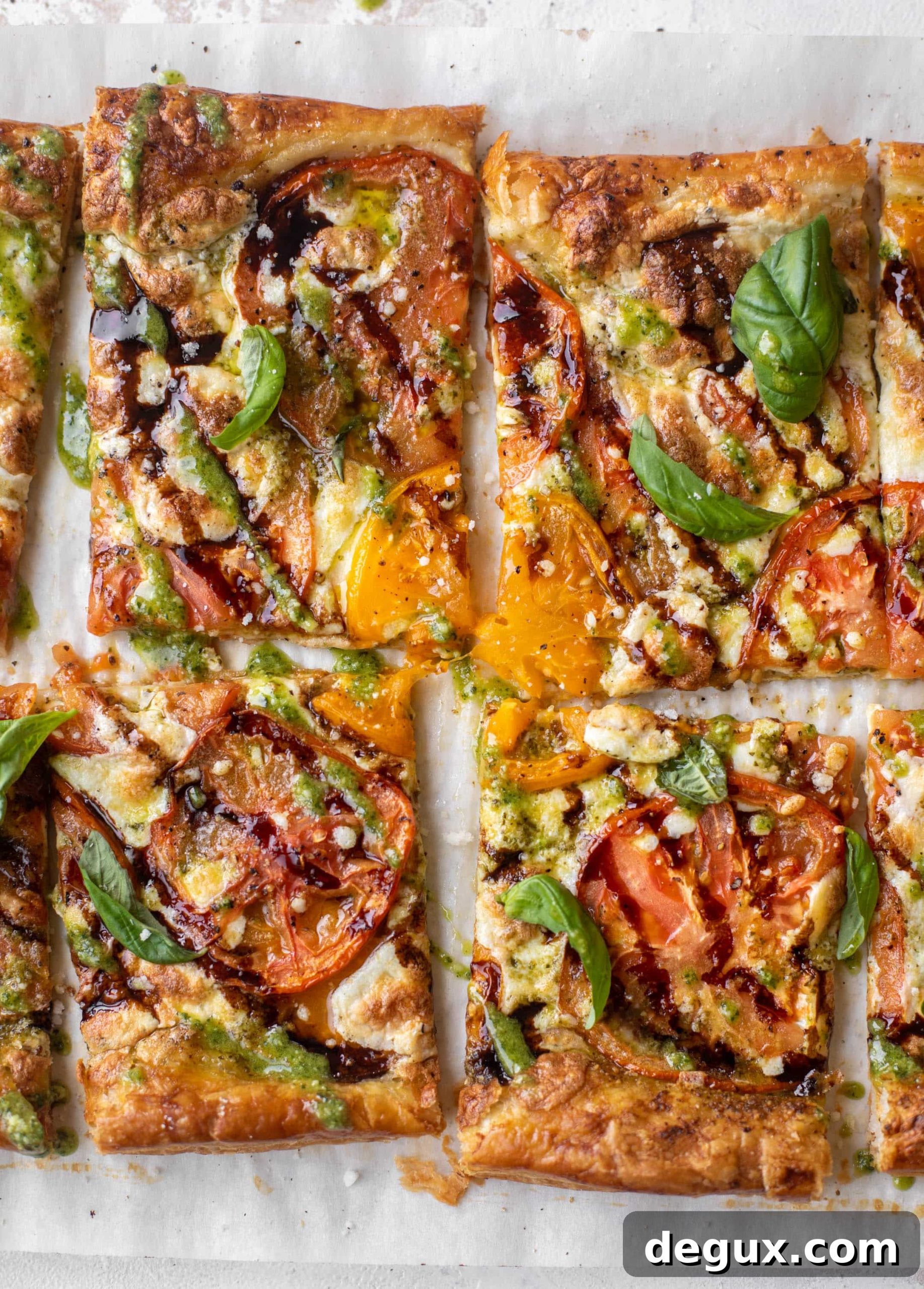 caprese puff pastry pizza