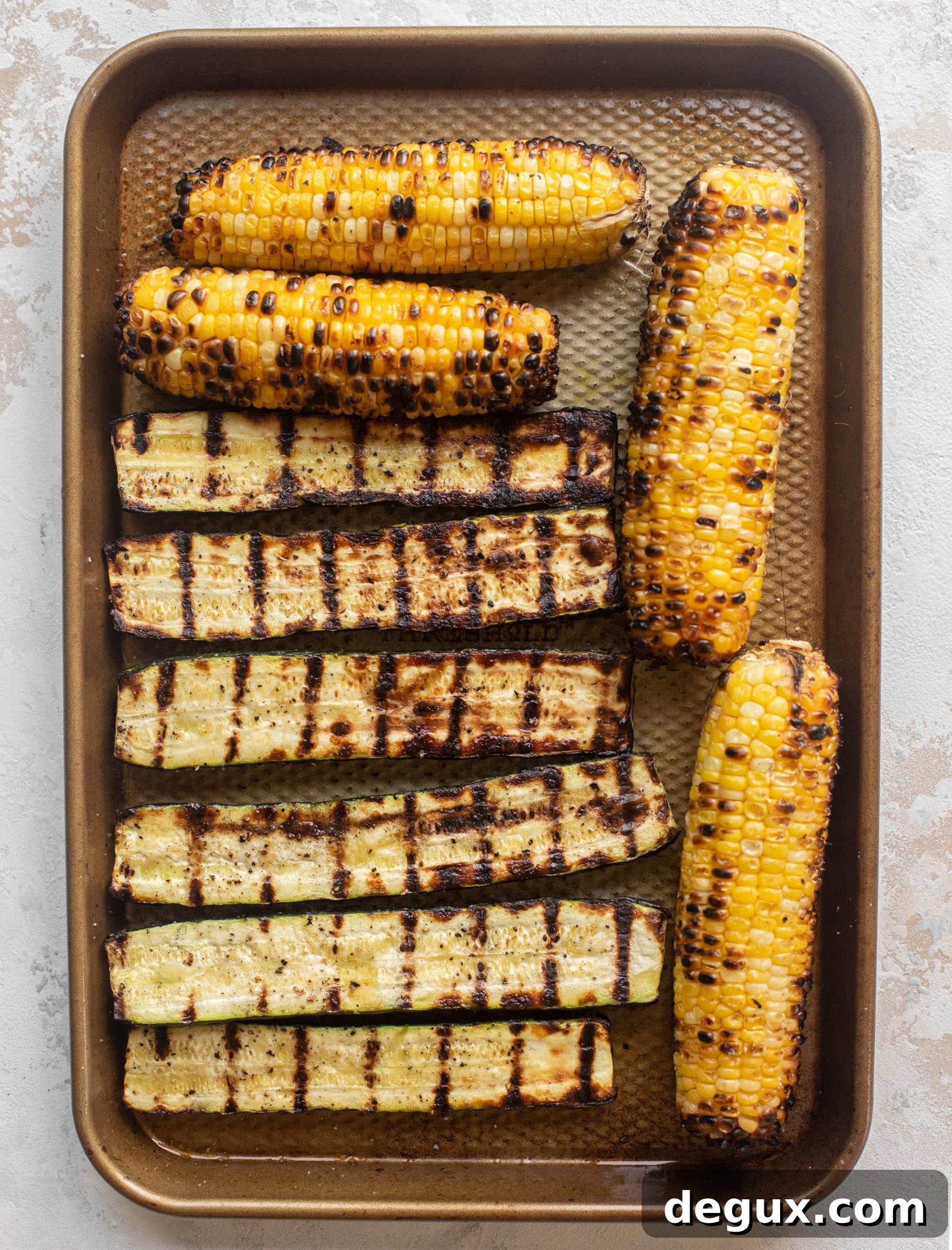 Grilled Zucchini & Corn Orzo Salad with Lemon Herb Dressing 3 grilled corn and zucchini