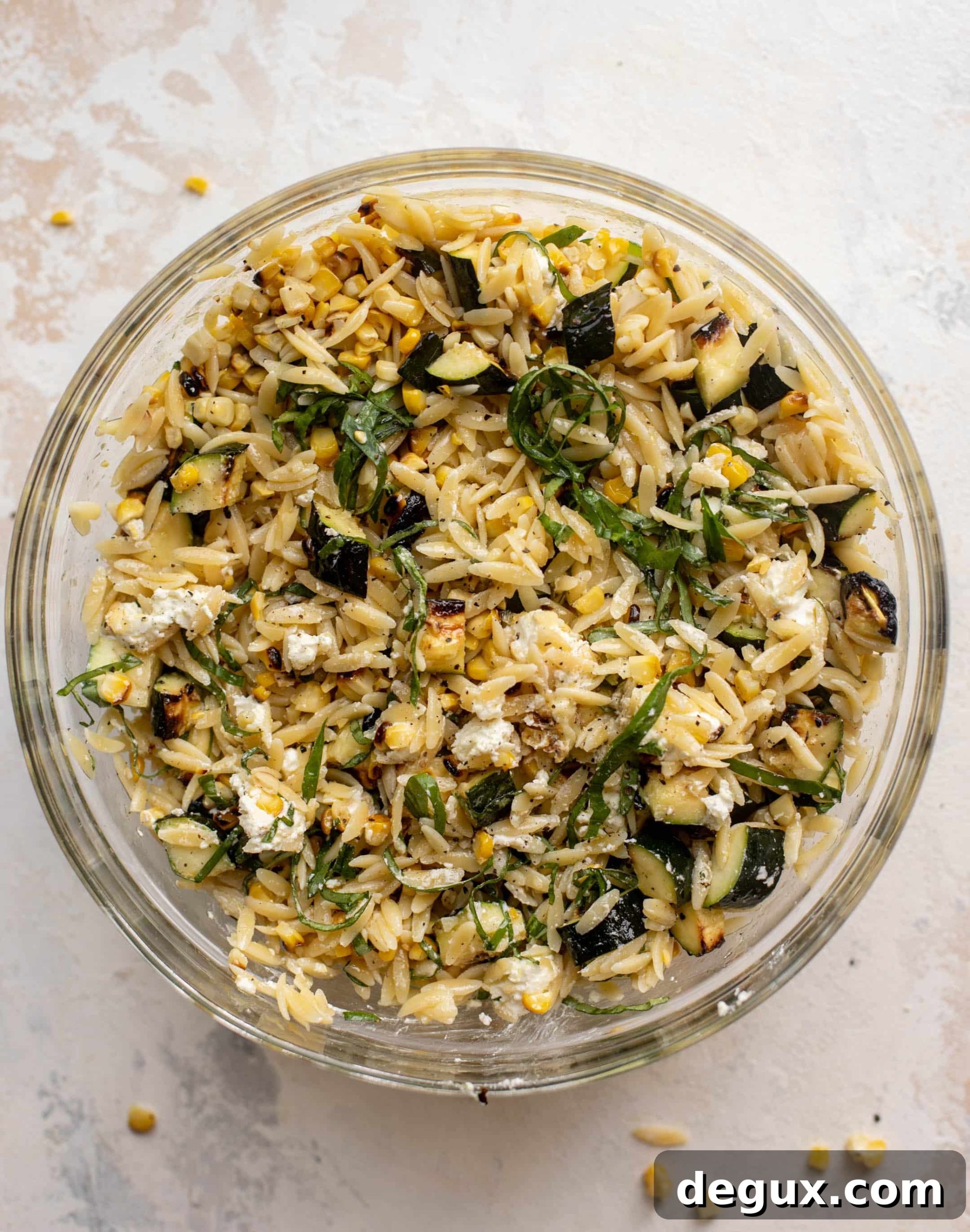 Grilled Zucchini & Corn Orzo Salad with Lemon Herb Dressing 8 grilled zucchini corn orzo salad