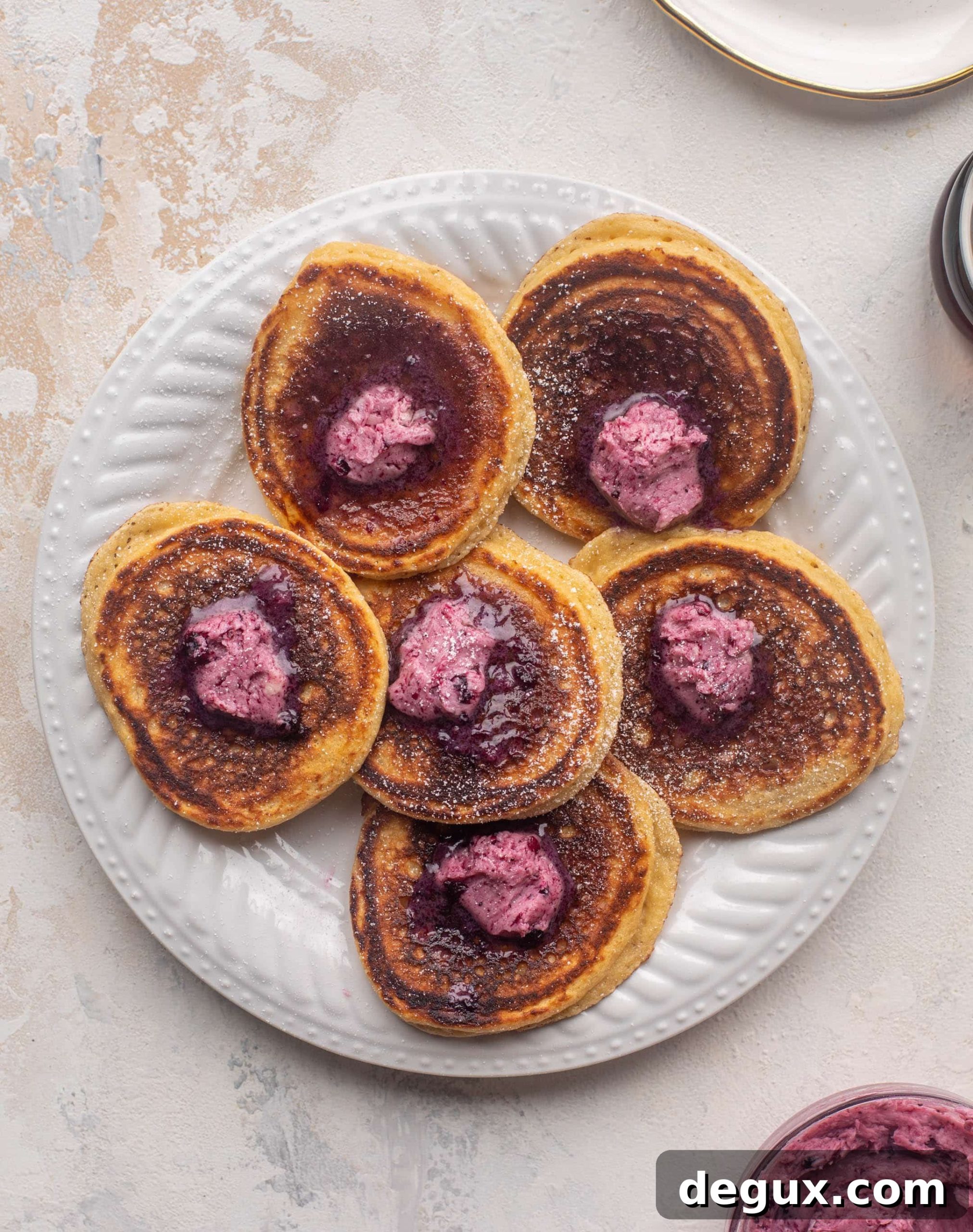 Ricotta Pancakes with Salted Blueberry Butter Recipe 4 ricotta pancakes with salted blueberry butter