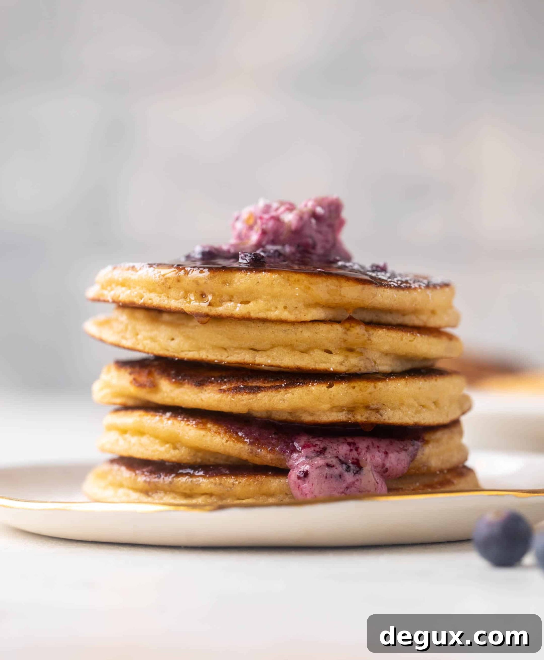 Ricotta Pancakes with Salted Blueberry Butter Recipe 6 ricotta pancakes with salted blueberry butter