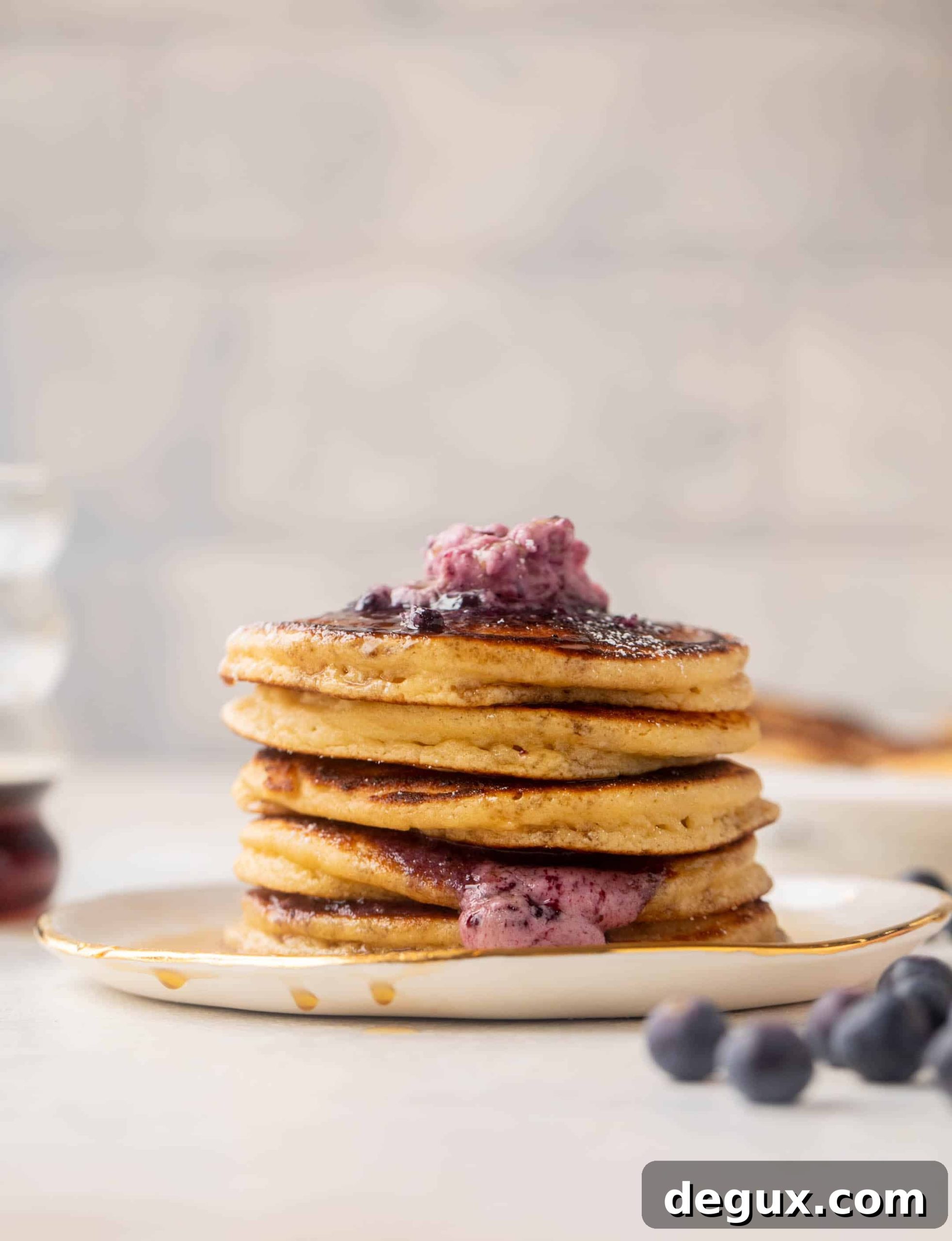 Ricotta Pancakes with Salted Blueberry Butter Recipe 7 ricotta pancakes with salted blueberry butter