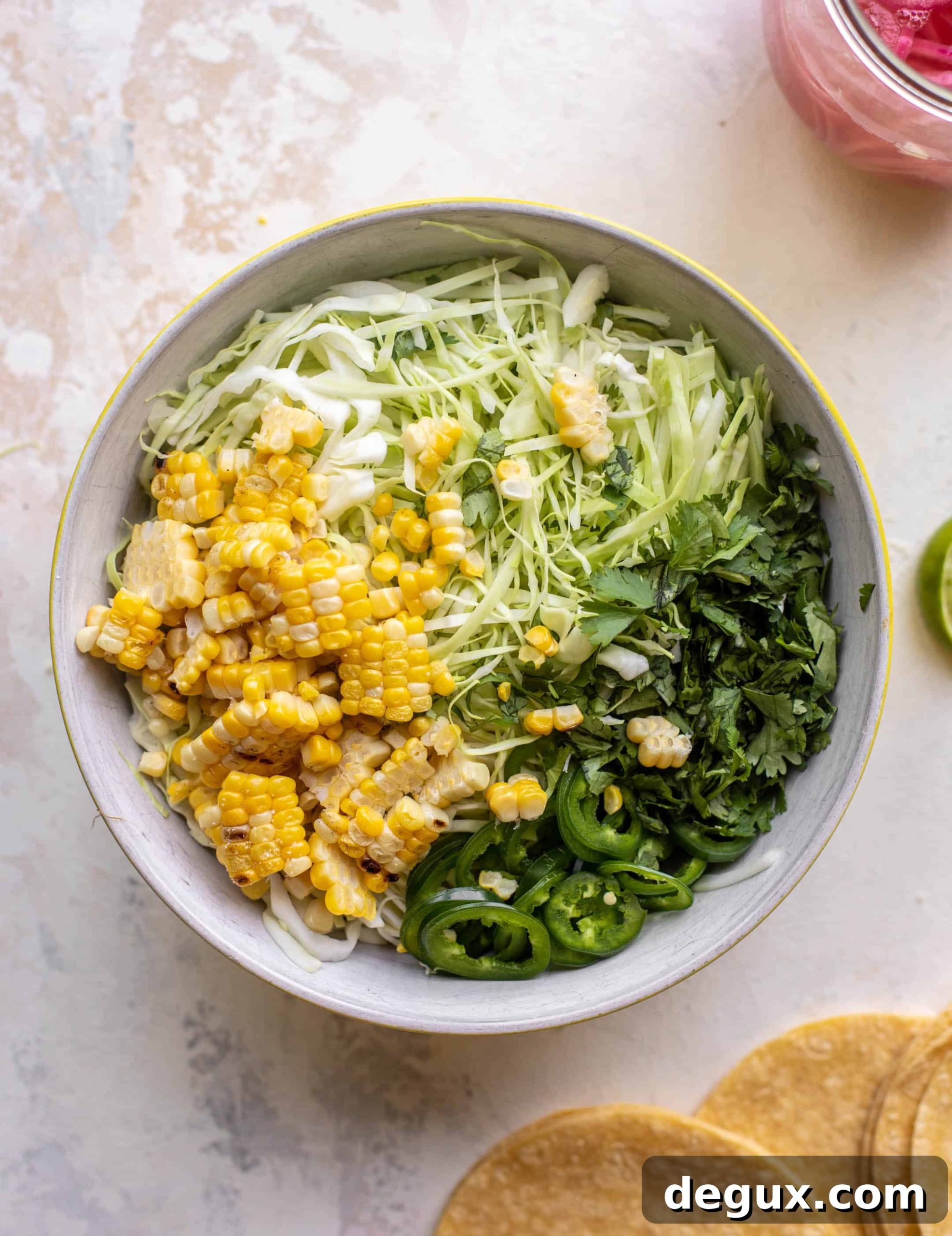 Grilled Fish Tacos with Spicy Jalapeño Corn Slaw 4 jalapeño corn slaw