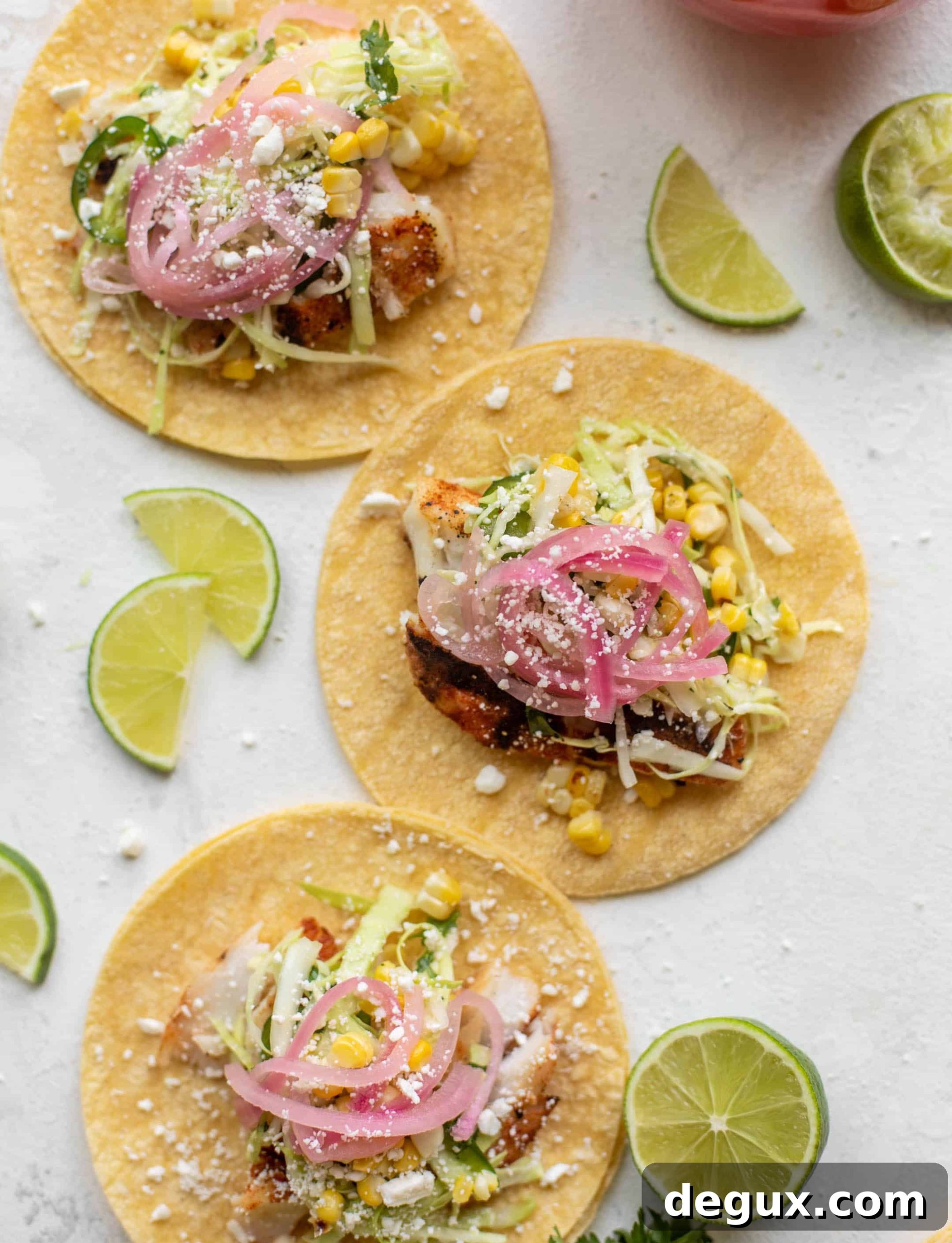 Grilled Fish Tacos with Spicy Jalapeño Corn Slaw 7 grilled fish tacos with jalapeño corn slaw