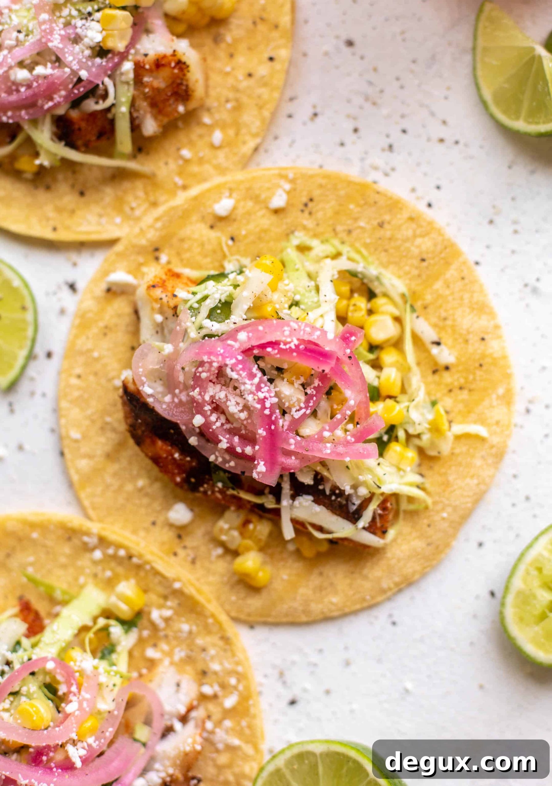 Grilled Fish Tacos with Spicy Jalapeño Corn Slaw 9 grilled fish tacos with jalapeño corn slaw