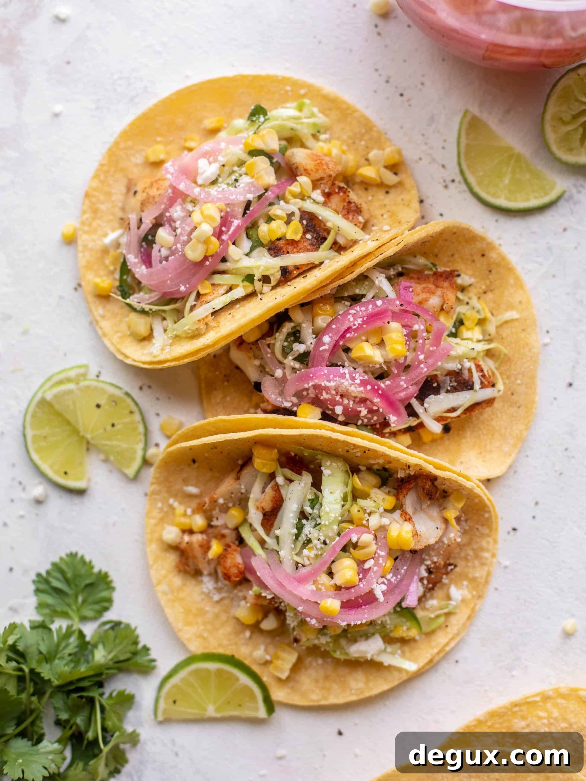 Grilled Fish Tacos with Spicy Jalapeño Corn Slaw 9 grilled fish tacos with jalapeño corn slaw