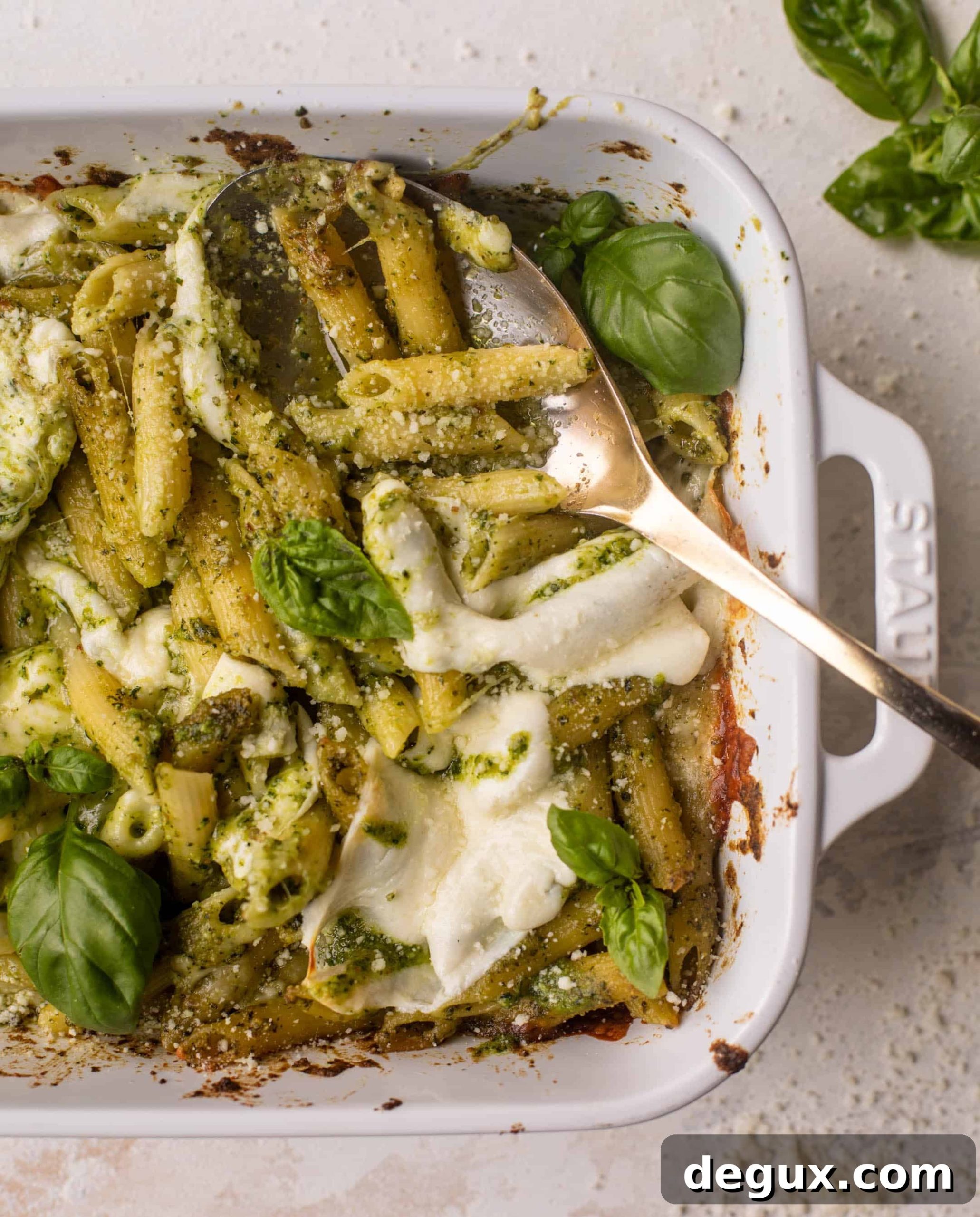cheesy baked pesto pasta