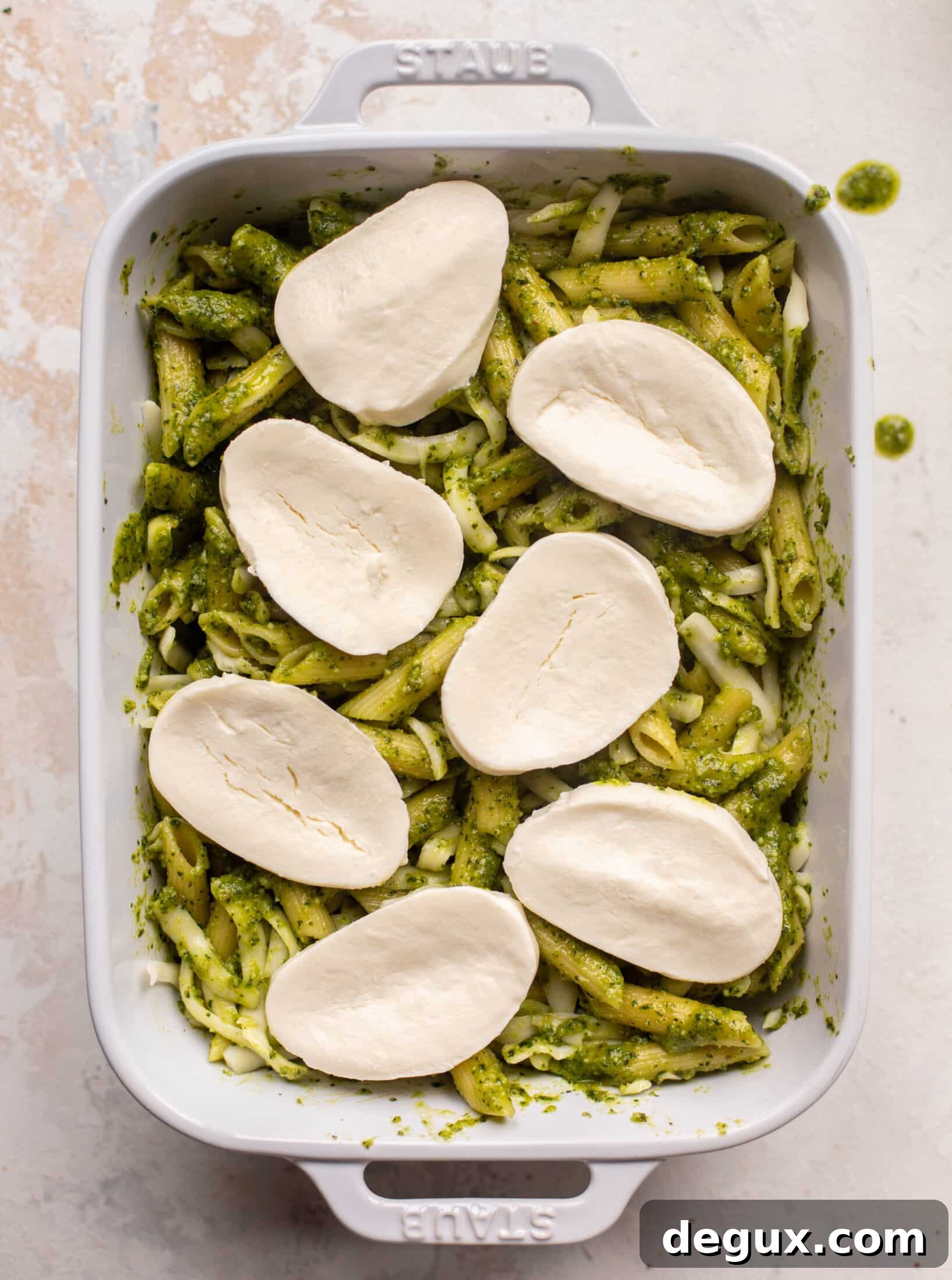 cheesy baked pesto pasta