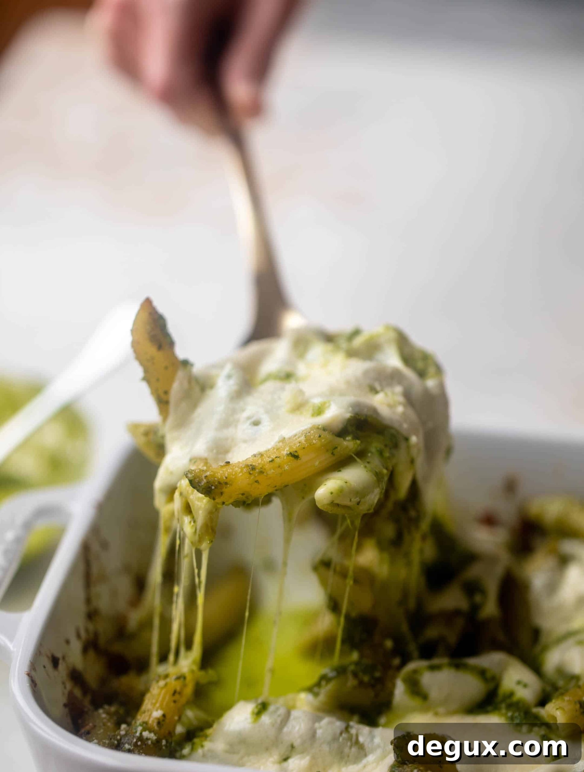 cheesy baked pesto pasta