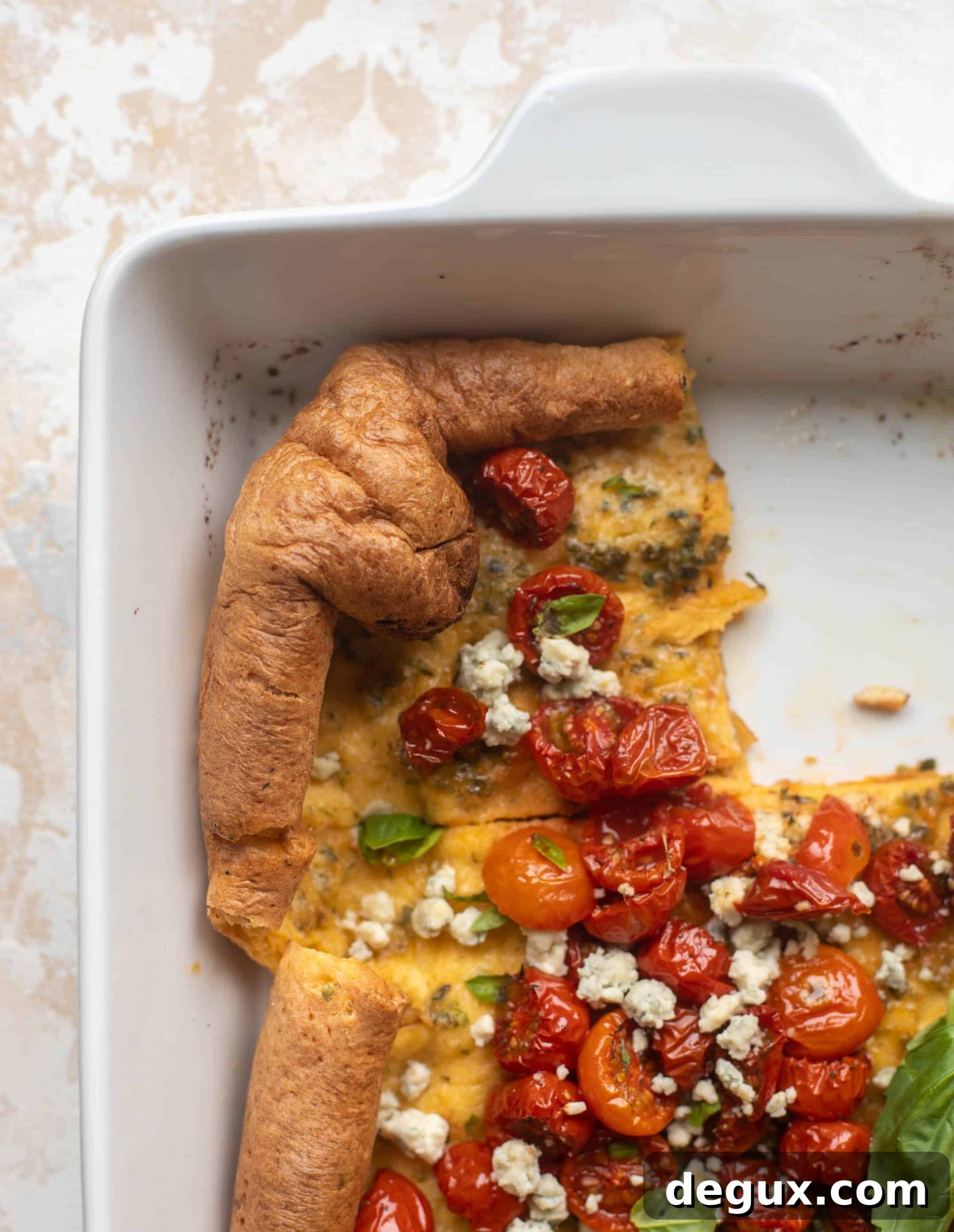 Savory Herb Dutch Baby with Slow-Roasted Tomatoes 9 savory dutch baby with slow roasted tomatoes