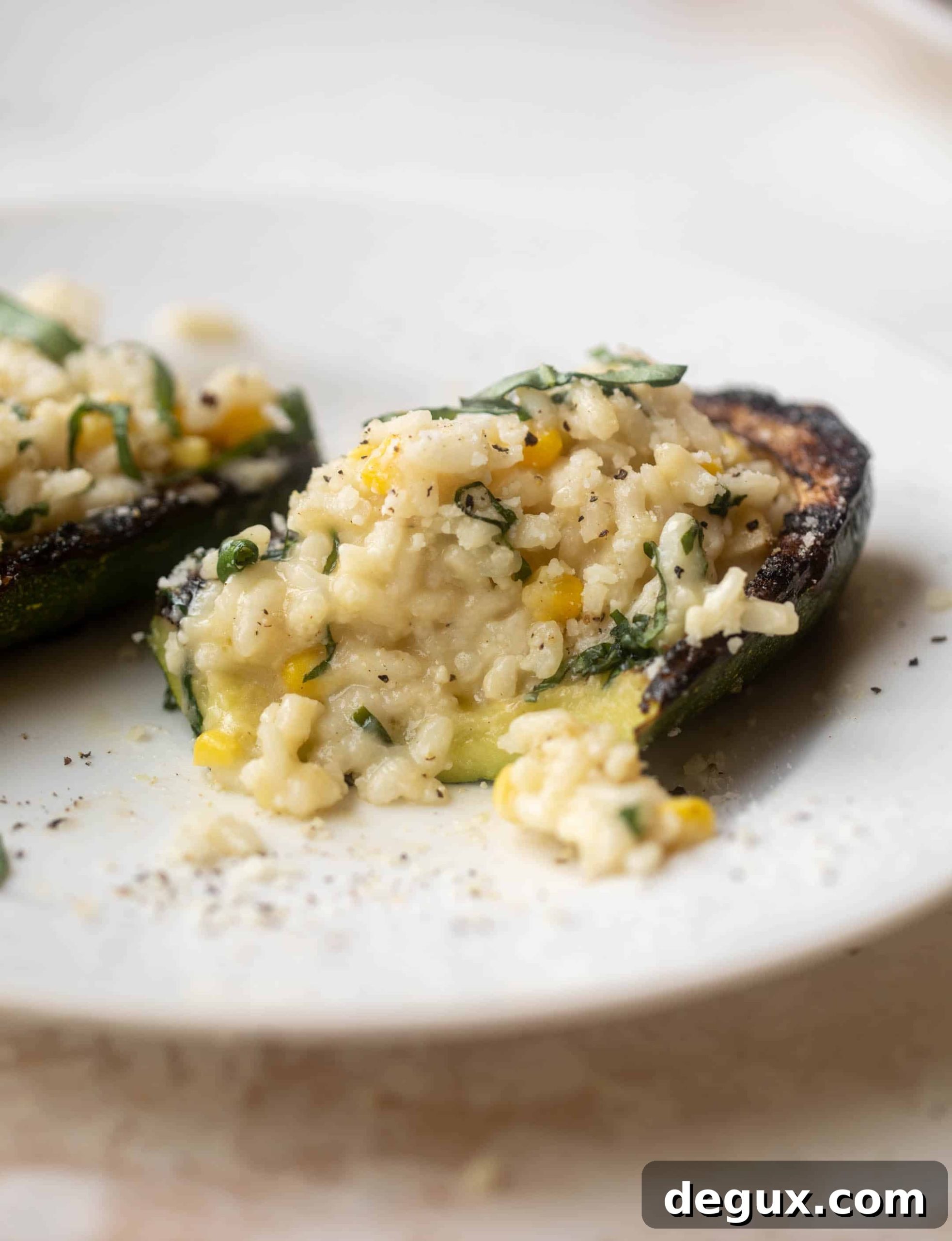 risotto stuffed grilled zucchini
