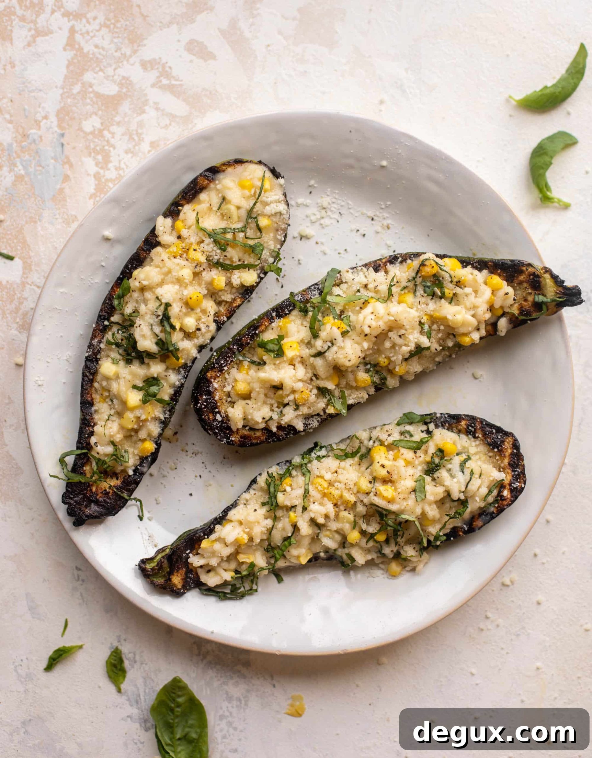 risotto stuffed grilled zucchini